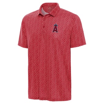 Men's Antigua Red Los Angeles Angels Logo Vigorous Polo