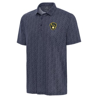 Men's Antigua Navy Milwaukee Brewers Logo Vigorous Polo