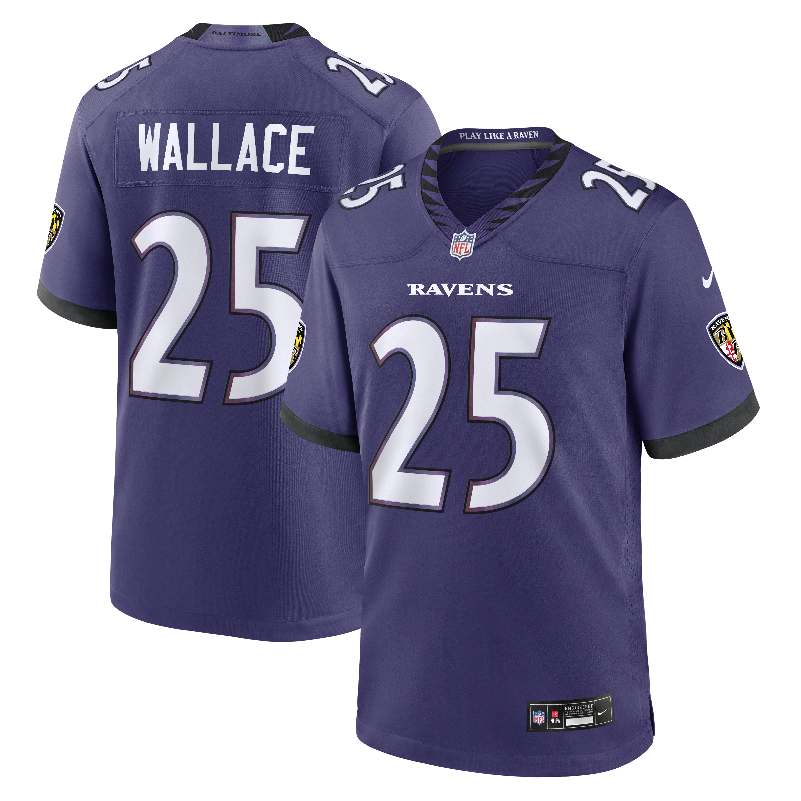 Men's Nike K'Von Wallace Purple Baltimore Ravens Team Game Jersey