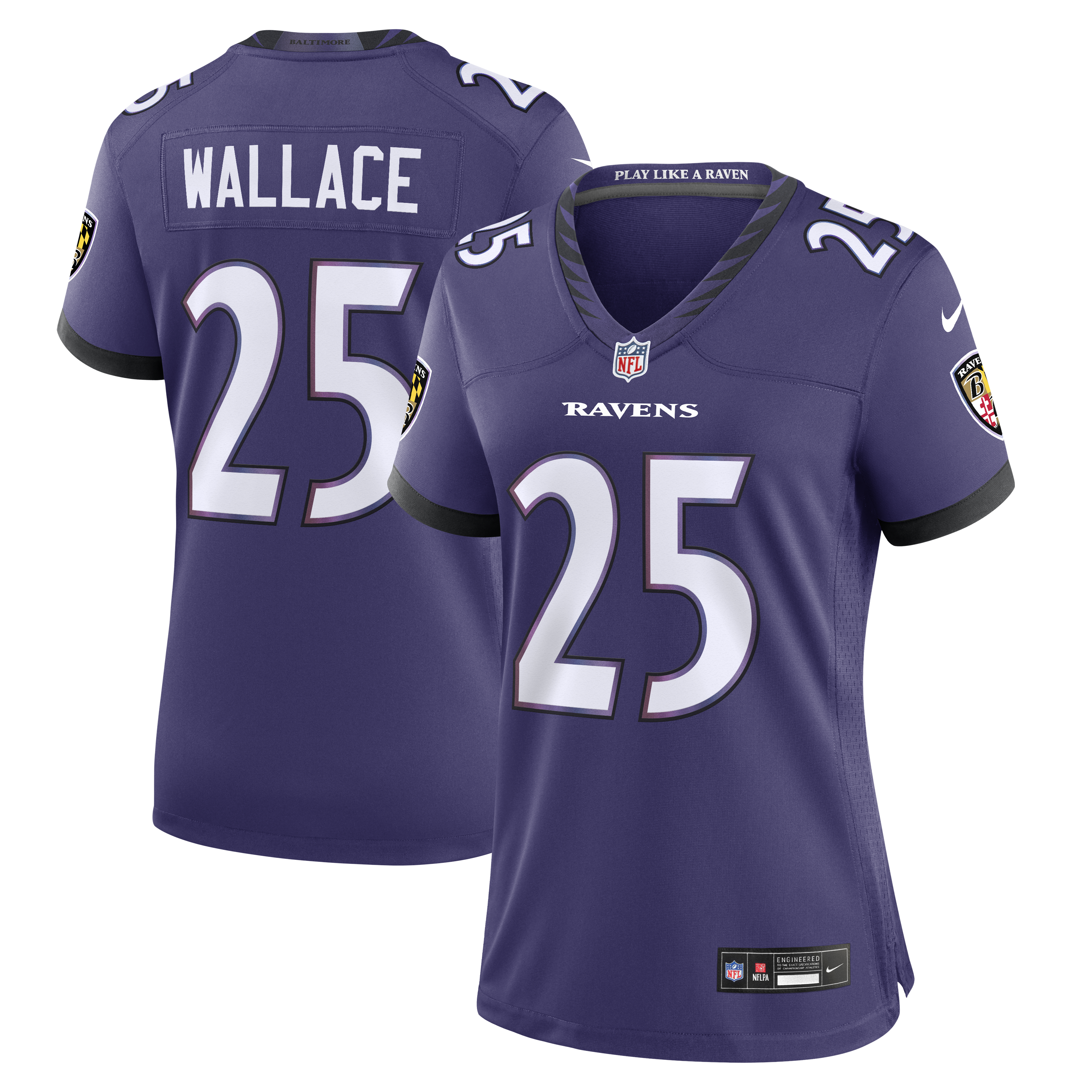 Women's Nike K'Von Wallace Purple Baltimore Ravens Team Game Jersey