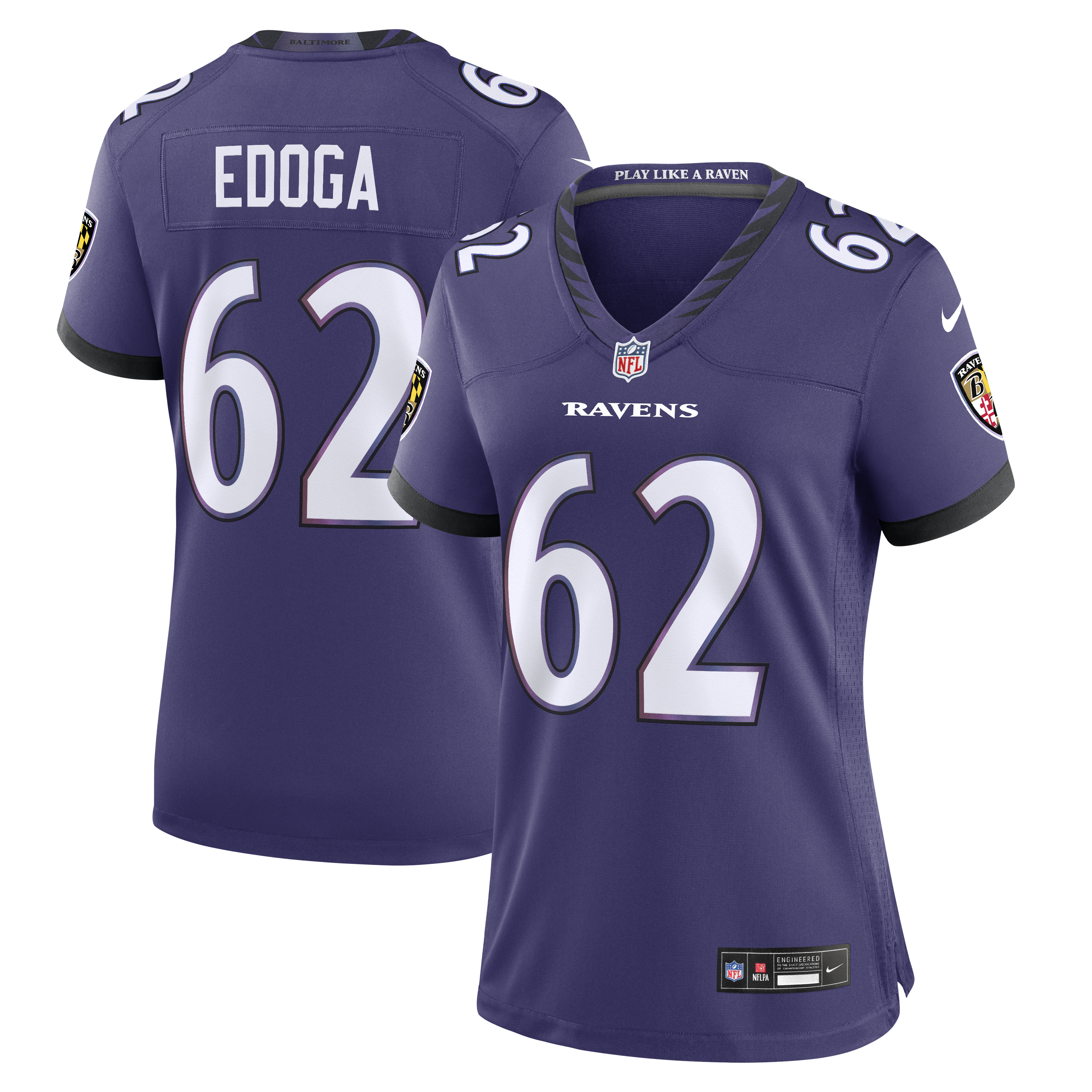 Women's Nike Chuma Edoga Purple Baltimore Ravens Team Game Jersey