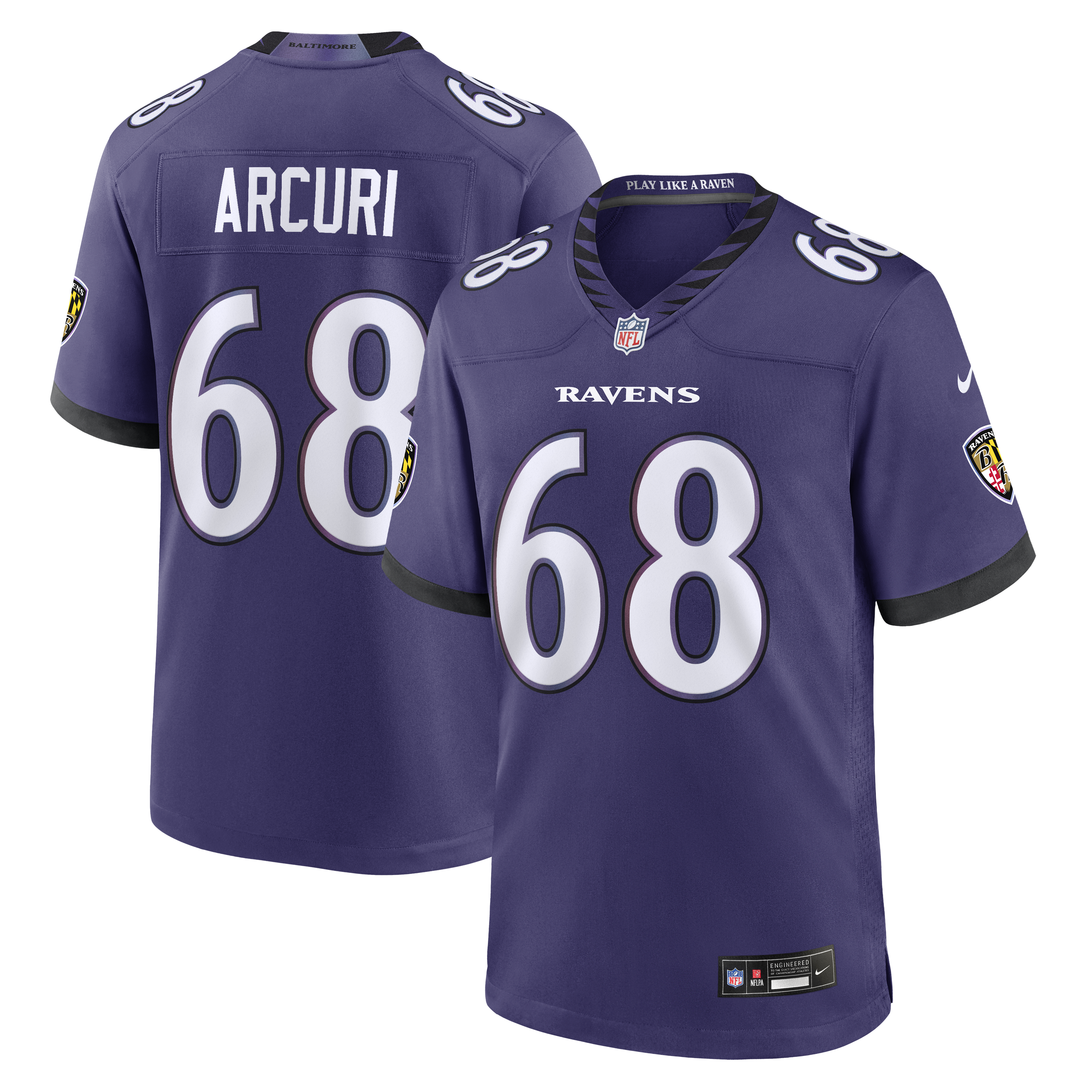 Men's Nike AJ Arcuri Purple Baltimore Ravens Team Game Jersey