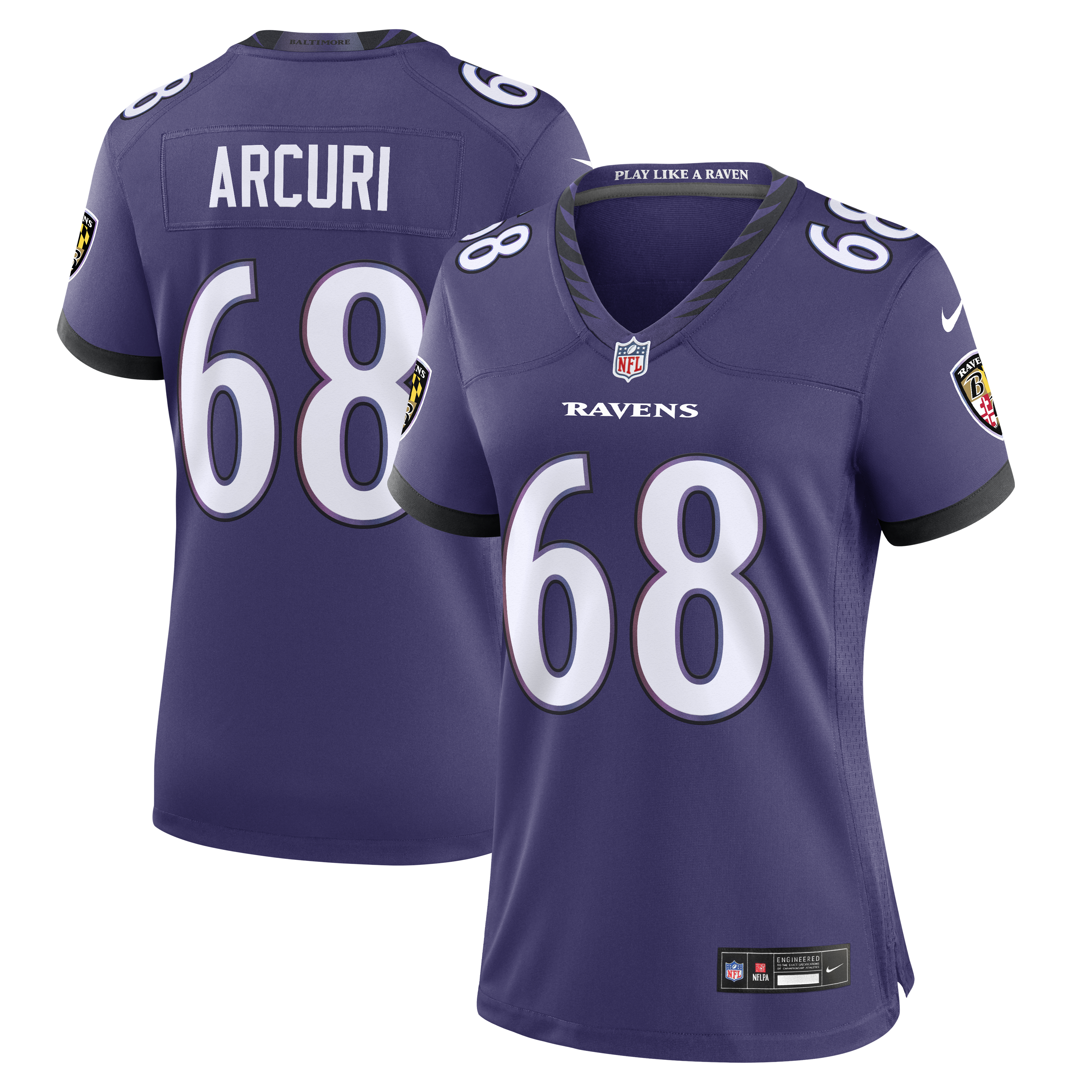 Women's Nike AJ Arcuri Purple Baltimore Ravens Team Game Jersey