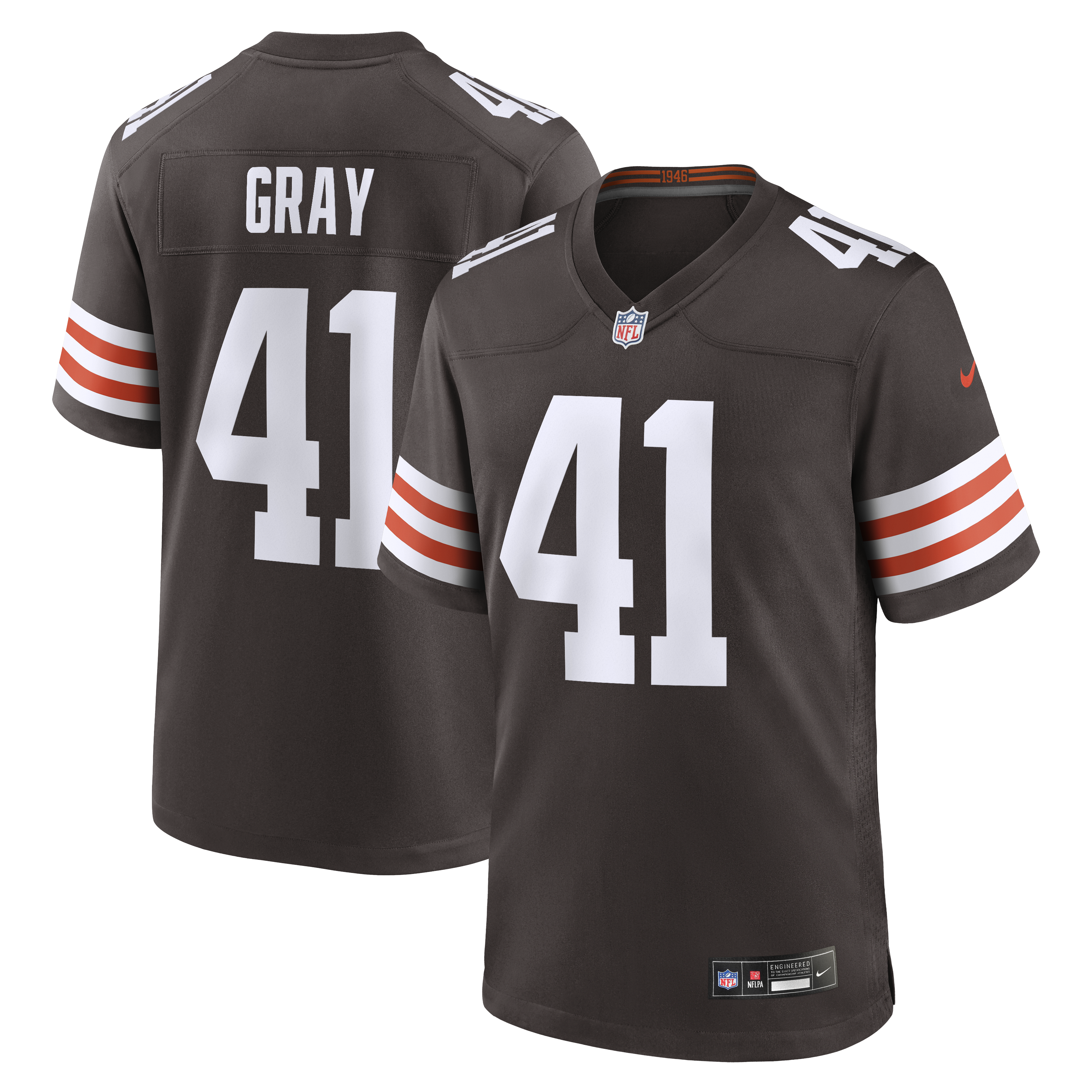 Men's Nike Eric Gray Brown Cleveland Browns Team Game Jersey