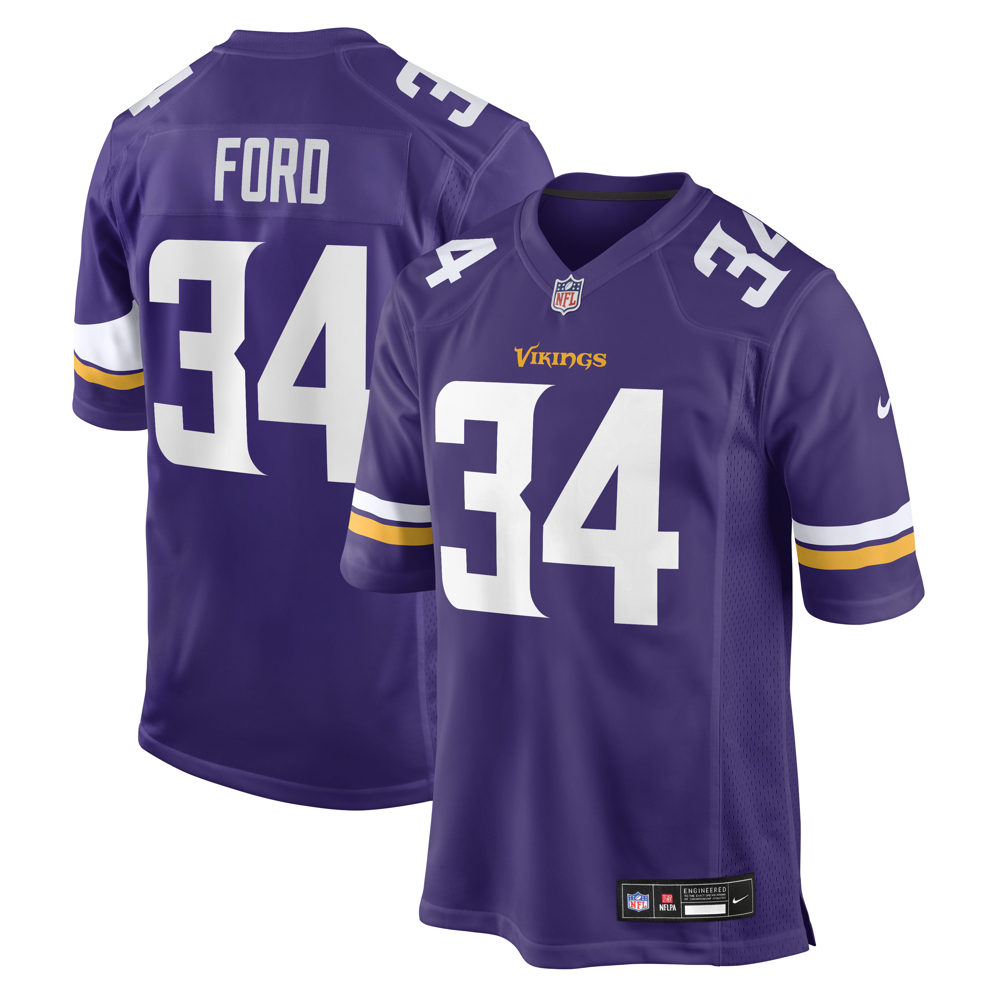 Men's Nike Jerome Ford Purple Minnesota Vikings Team Game Jersey