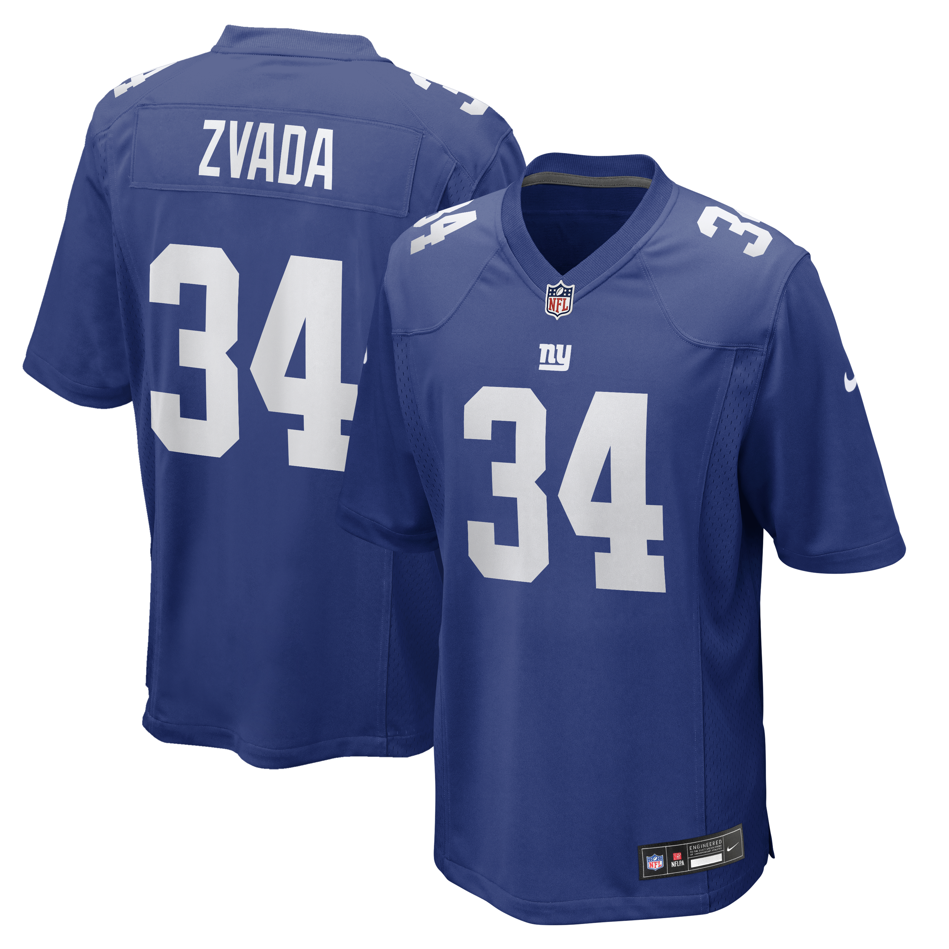 Men's Nike Dominic Zvada Royal New York Giants Team Game Jersey