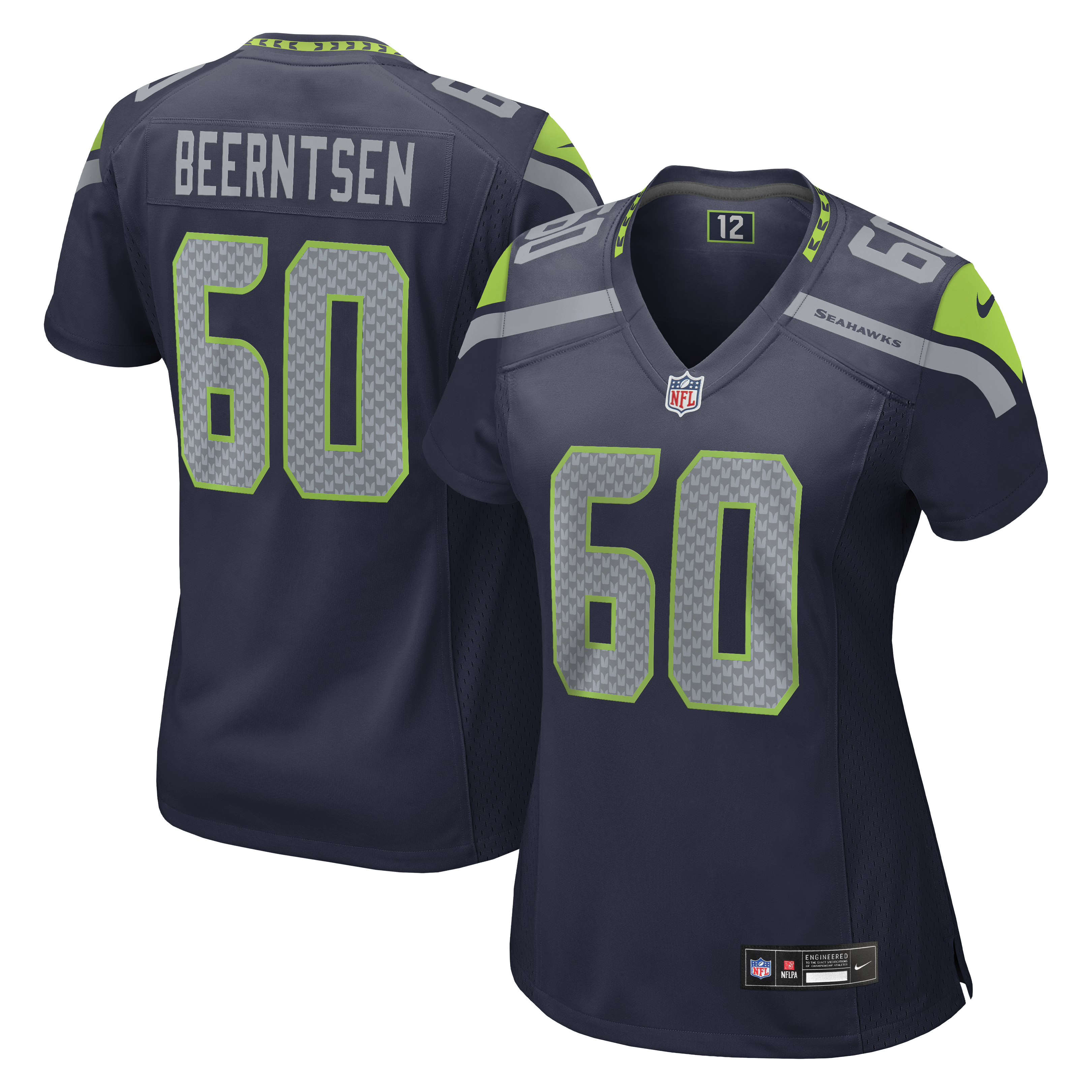 Women's Nike Evan Beerntsen College Navy Seattle Seahawks Team Game Jersey