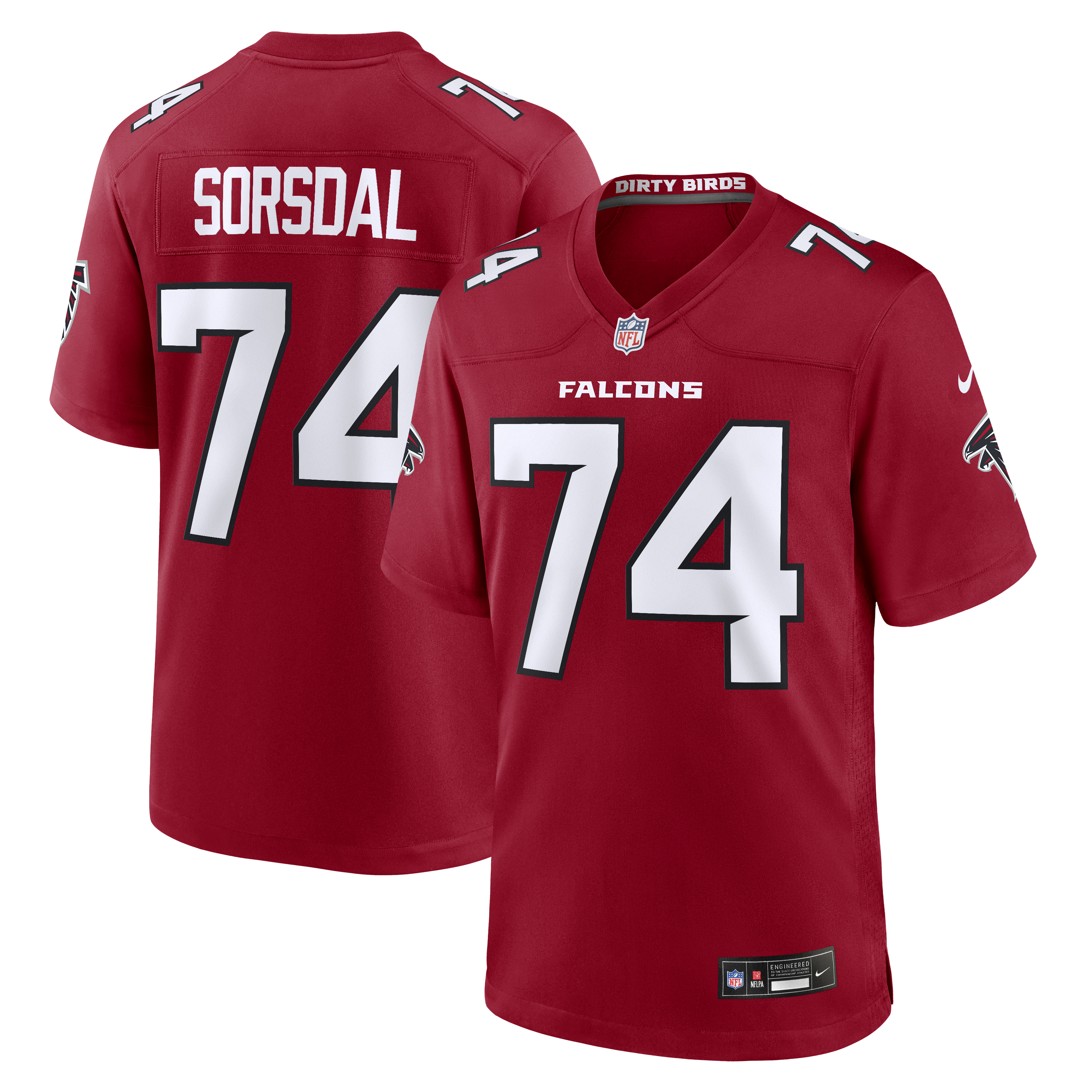 Men's Nike Colby Sorsdal Red Atlanta Falcons Team Game Jersey