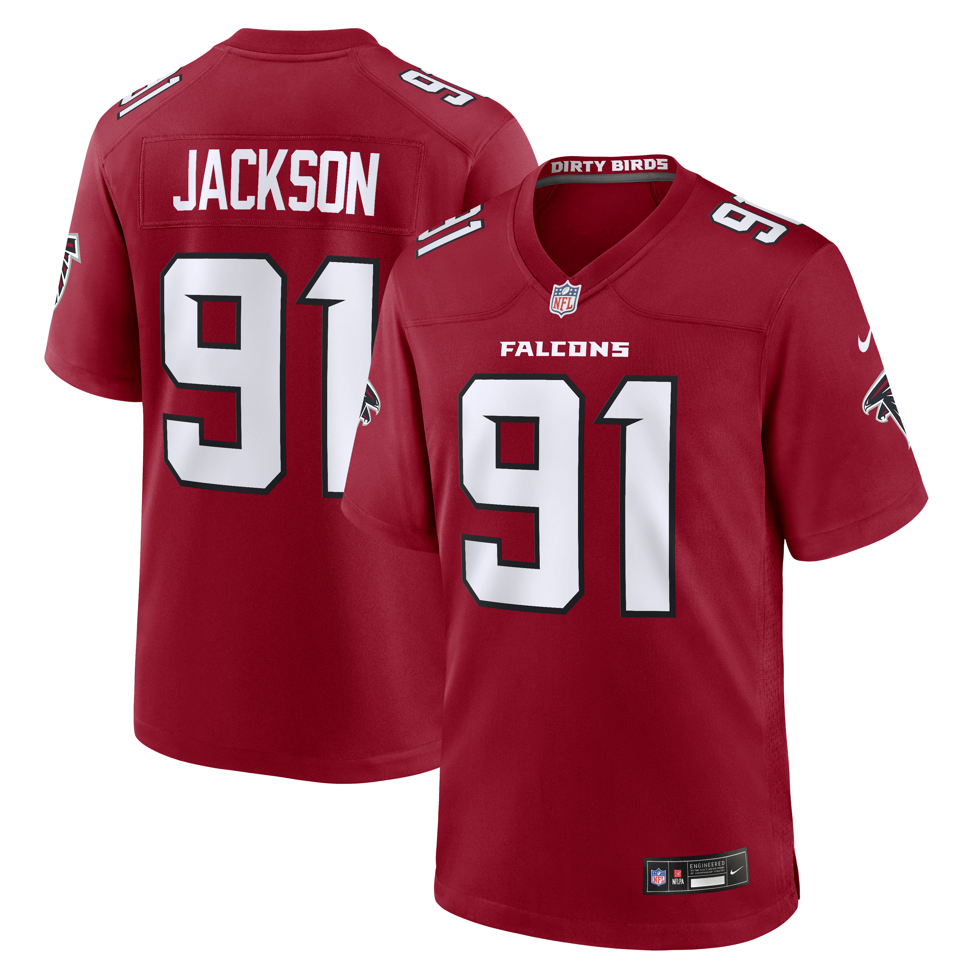 Men's Nike Drake Jackson Red Atlanta Falcons Team Game Jersey