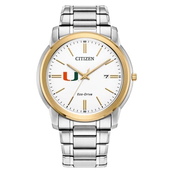 Men's Citizen Watch Miami Hurricanes Eco-Drive Two-Tone Steel Watch