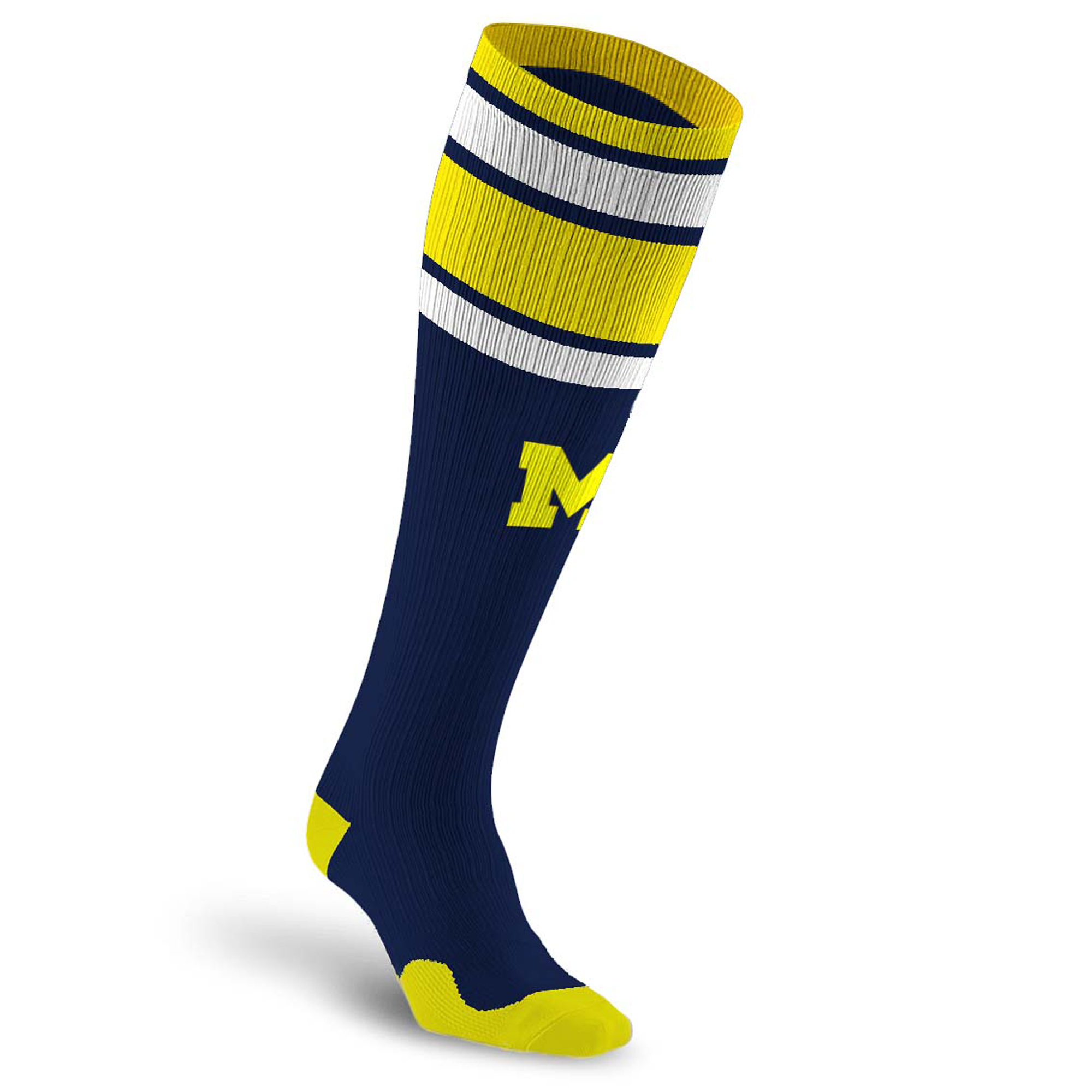 Unisex PRO Compression Michigan Wolverines  Classic Stripe Over-the-Calf Compression Socks