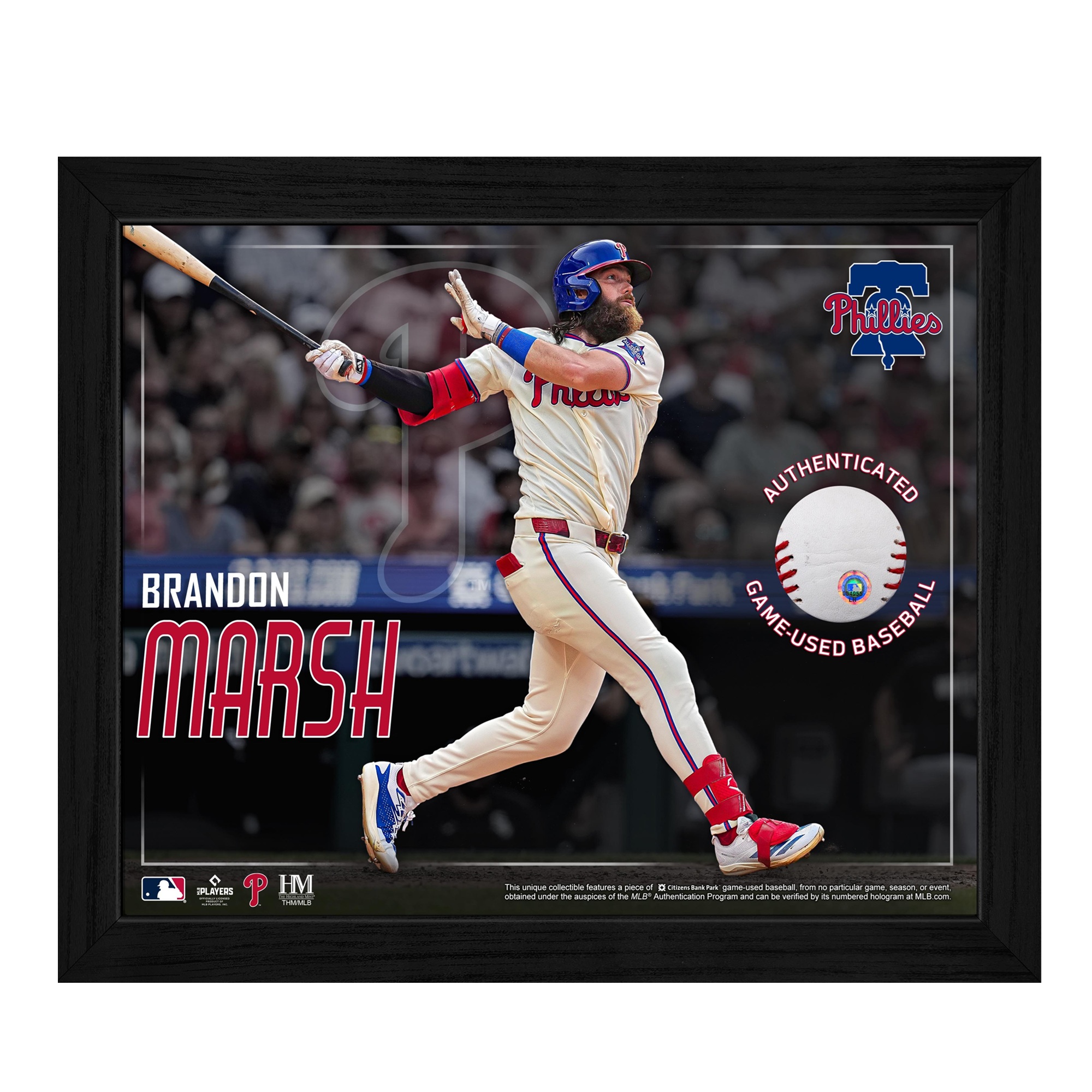 Brandon Marsh Philadelphia Phillies 9" x 11" Framed Photograph with Game-Used Ball Swatch