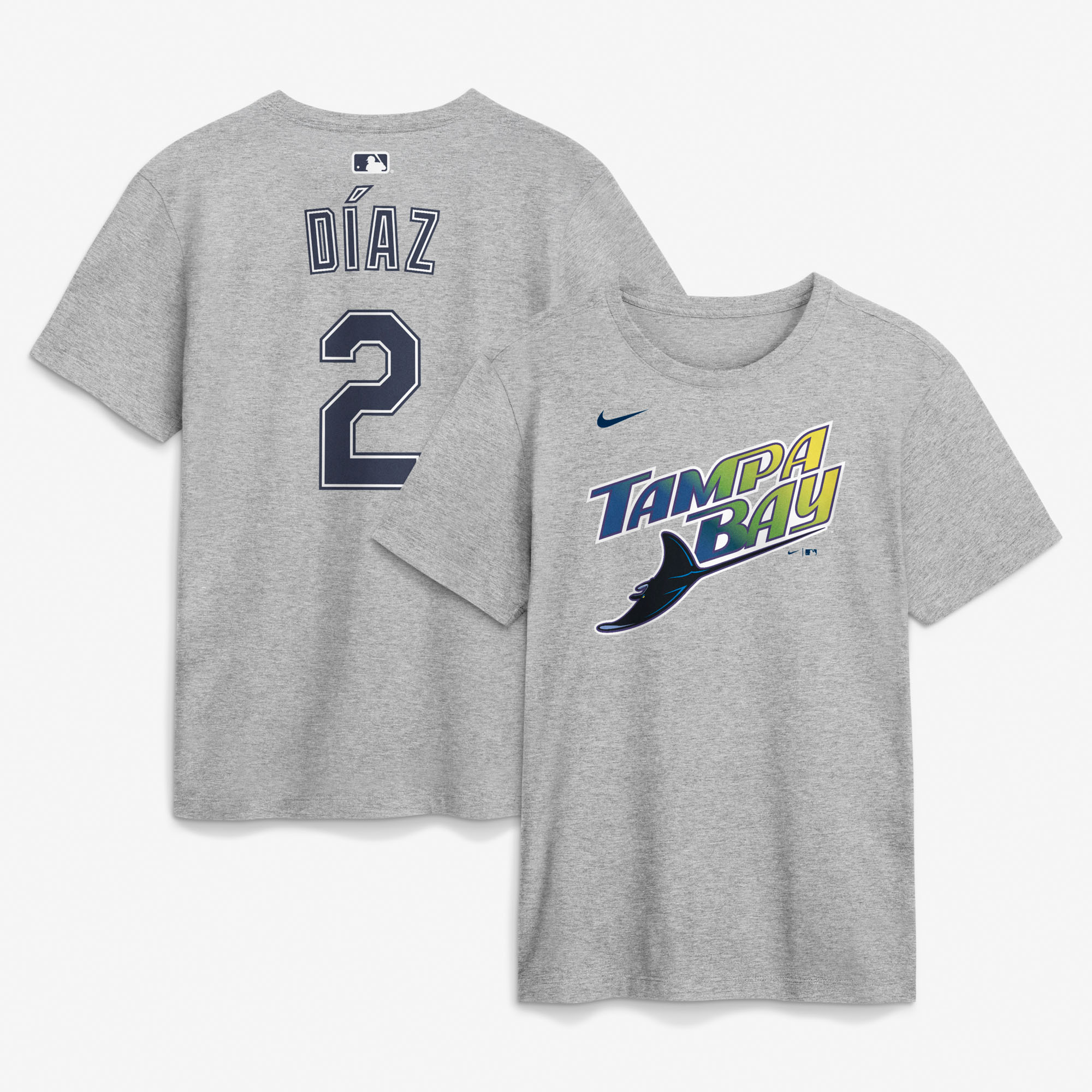 Men's Nike Yandy Díaz Heather Gray Tampa Bay Rays Road Name & Number T-Shirt