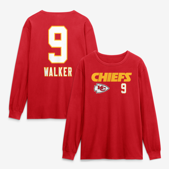 Men's Kenneth Walker III Red Kansas City Chiefs Touchdown Wordmark Name & Number Long Sleeve T-Shirt