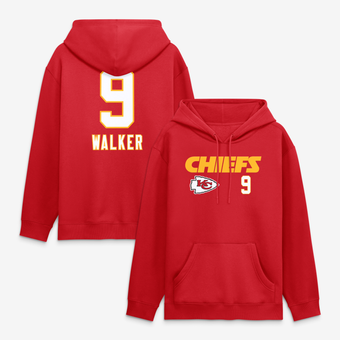 Men's Kenneth Walker III Red Kansas City Chiefs Touchdown Wordmark Name & Number Hoodie