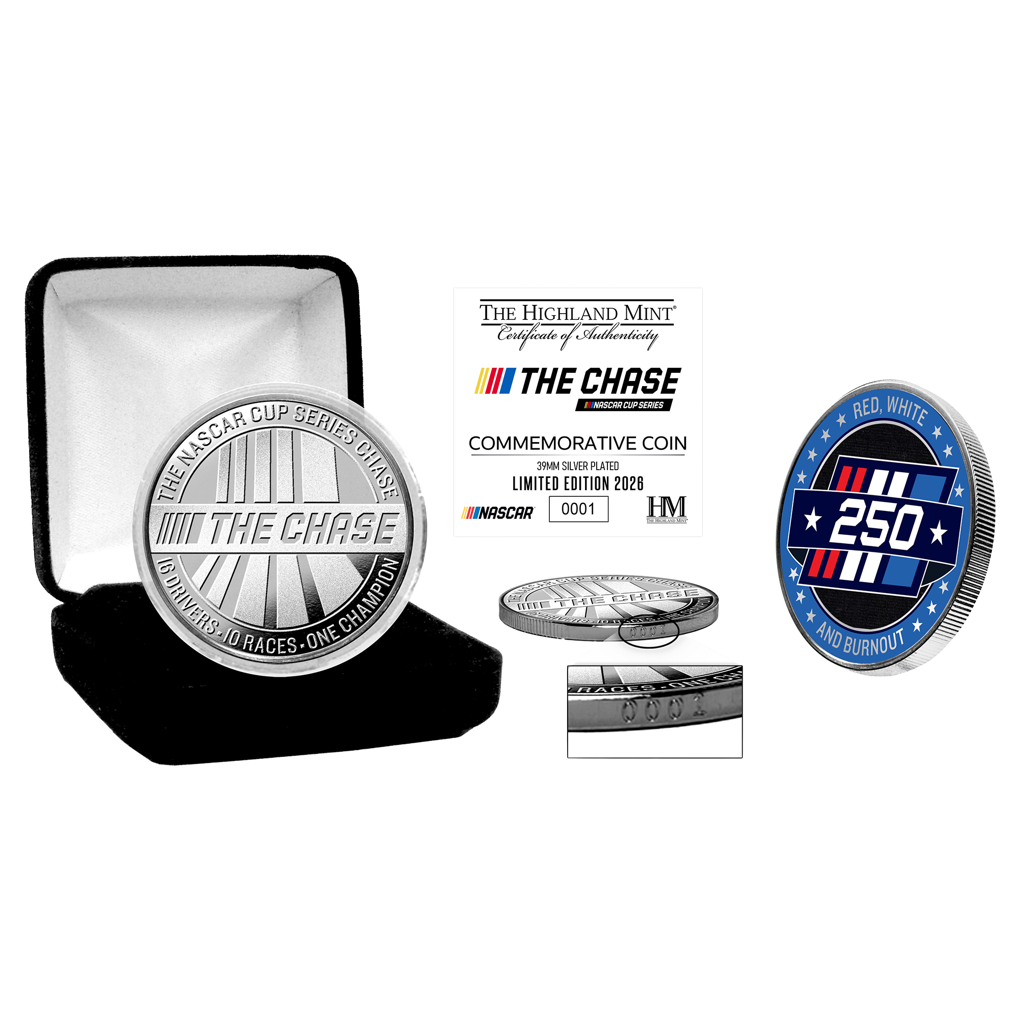NASCAR The Chase Commemorative Silver-Plated Color Coin