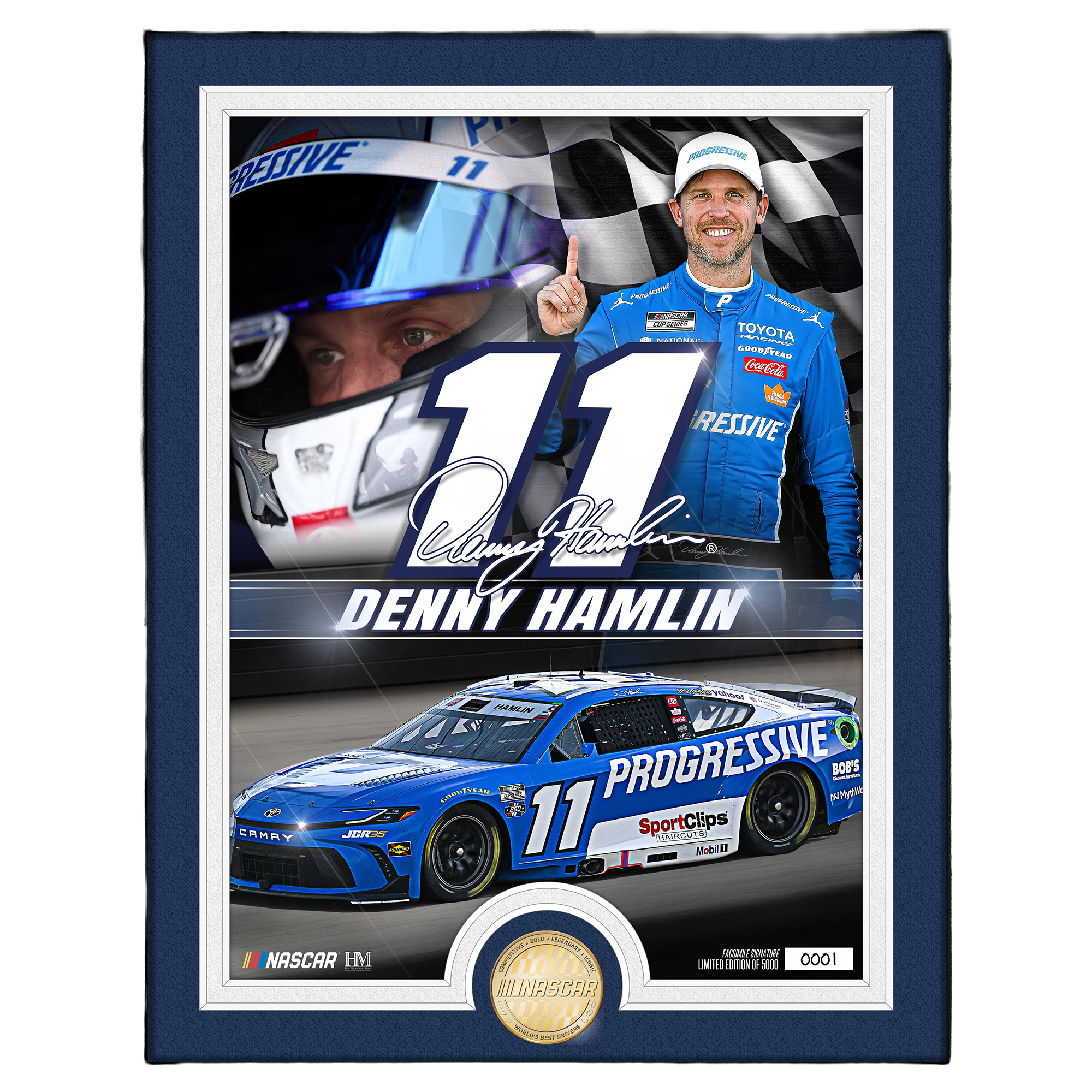 Highland Mint Denny Hamlin Bronze Coin Photo Mint