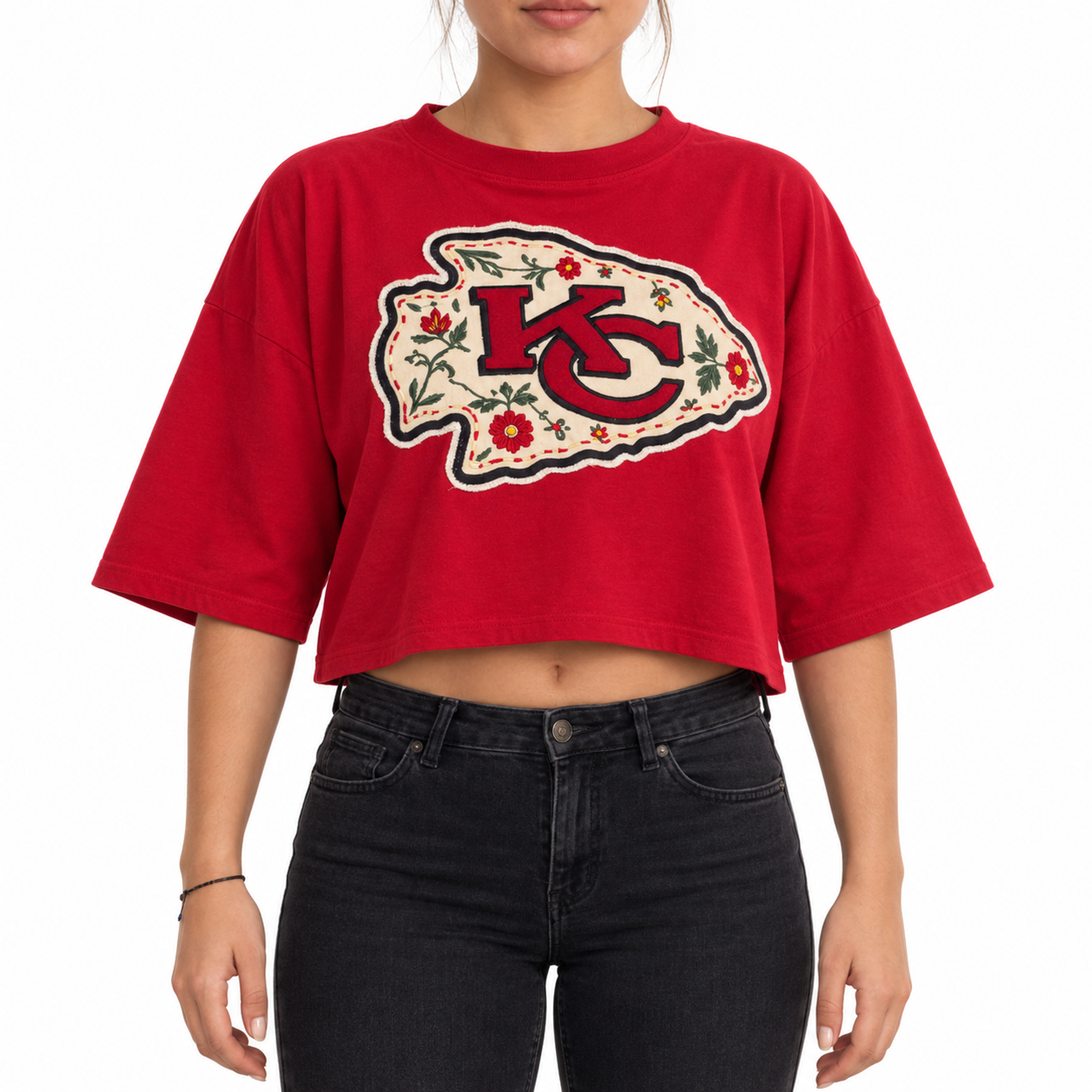 Women's Pancho's Blanket Red Kansas City Chiefs Crop Top T-Shirt