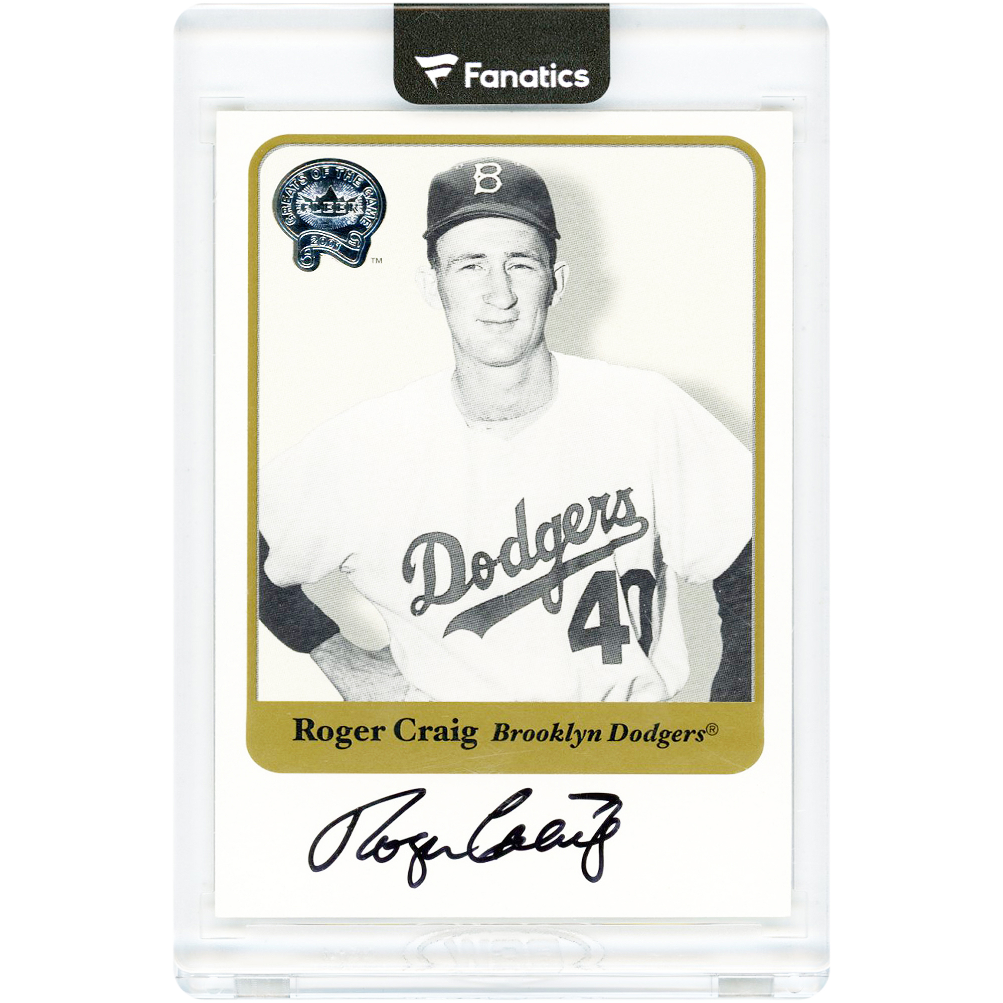 Roger Craig Brooklyn Dodgers Autographed 2001 Fleer Greats Of The Game #NNO Card