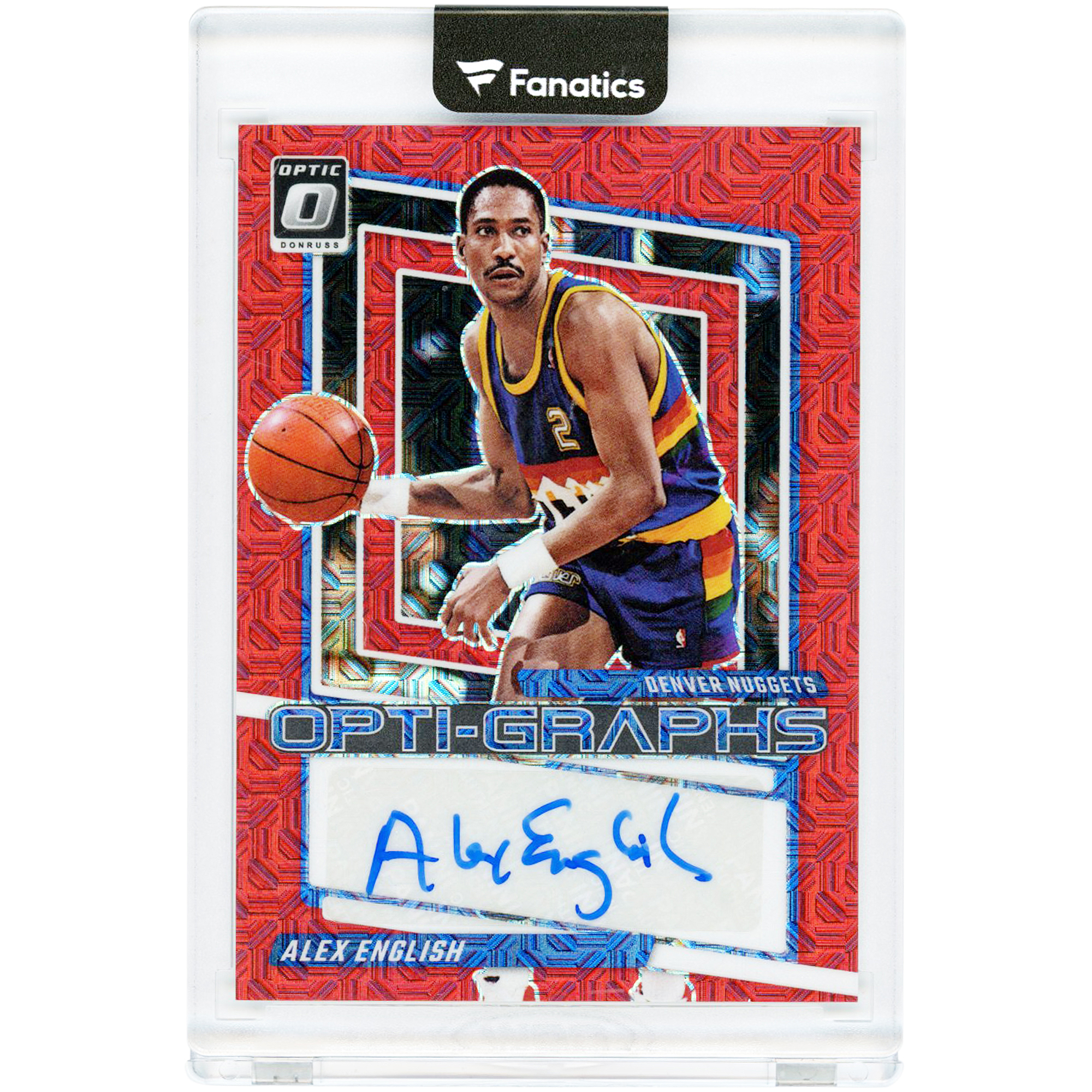Alex English Denver Nuggets Autographed 2023-24 Panini Donruss Optic Opti-Graphs Choice #OG-ENG Card