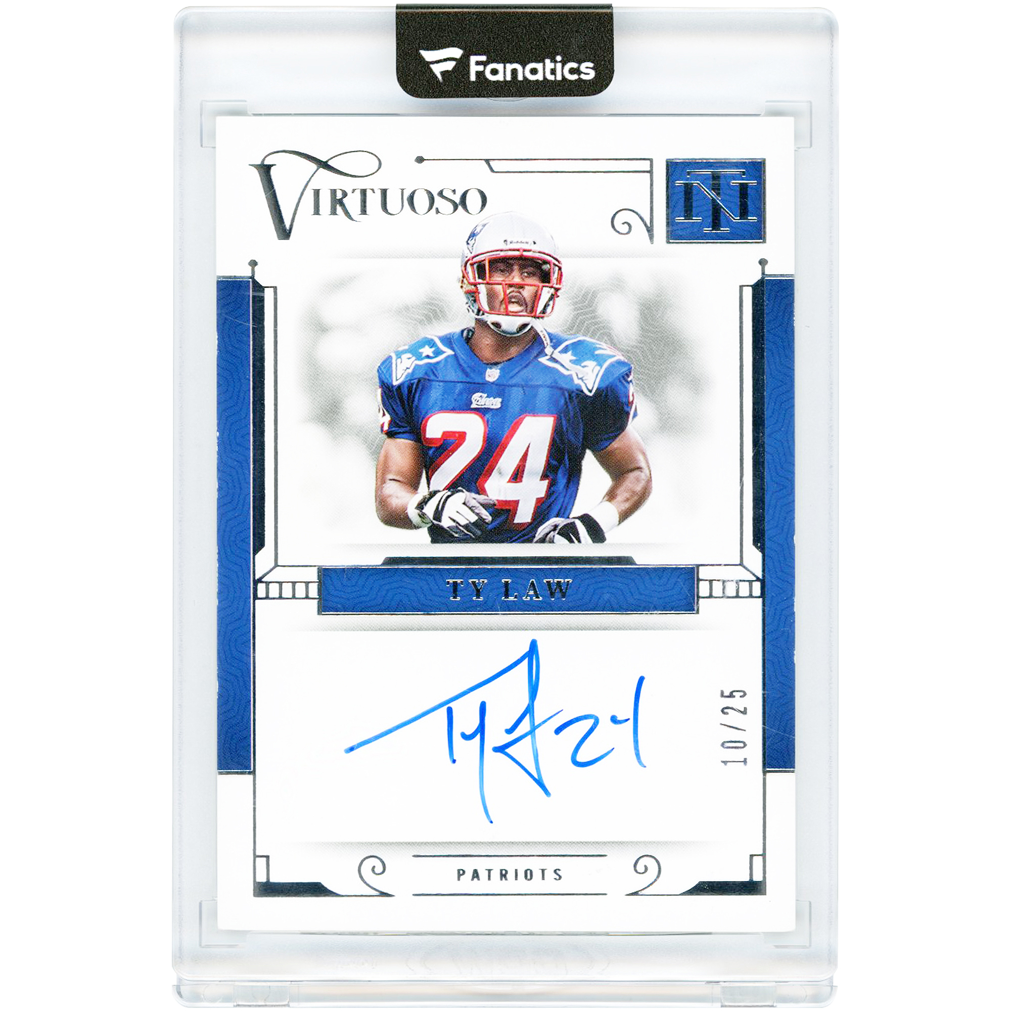 Ty Law New England Patriots Autographed 2023 Panini National Treasures Virtuoso #VSO-TLA #10/25 Card