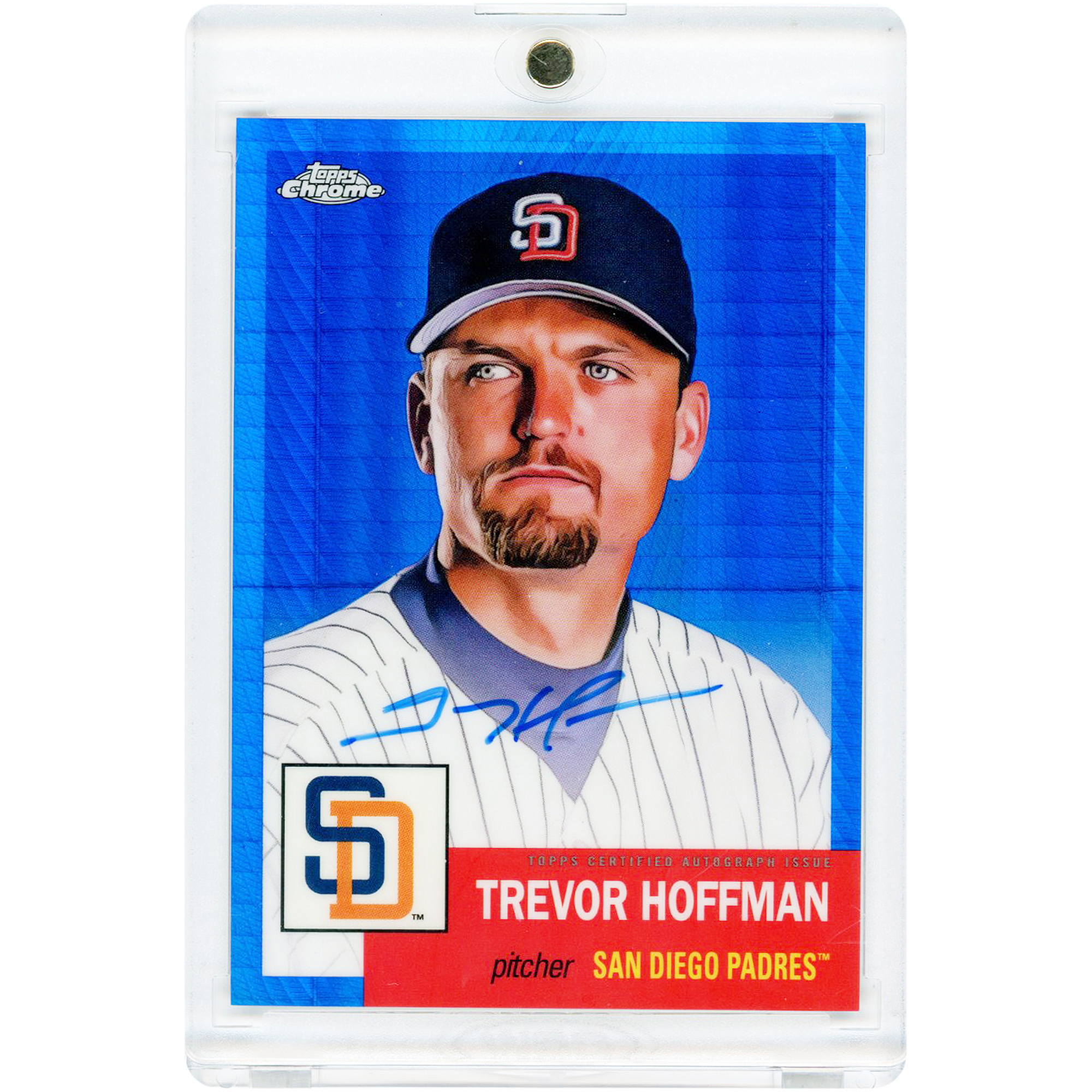 Trevor Hoffman San Diego Padres Autographed 2022 Topps Chrome Platinum Blue Prism Refractor #CPA-TH #41/99 Card