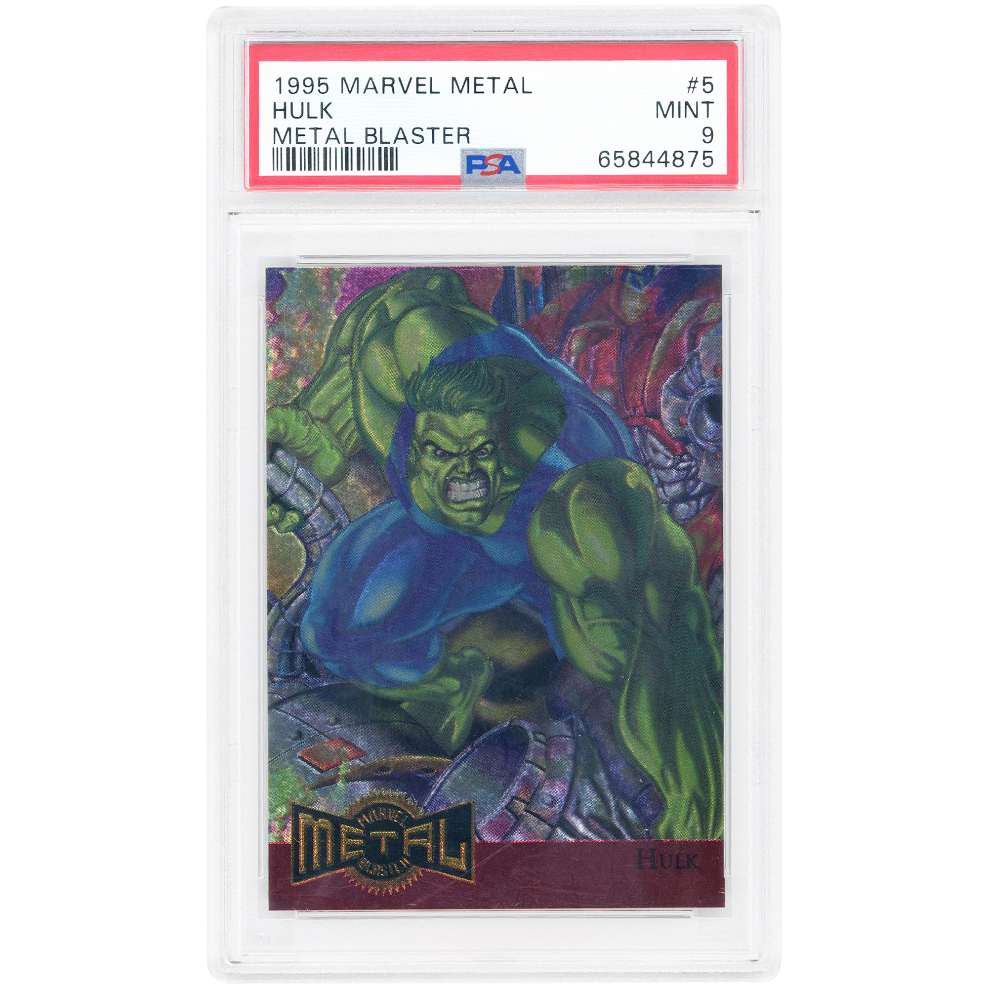 Hulk 1995 Marvel Metal Metal Blaster #5 PSA Authenticated 9 Card