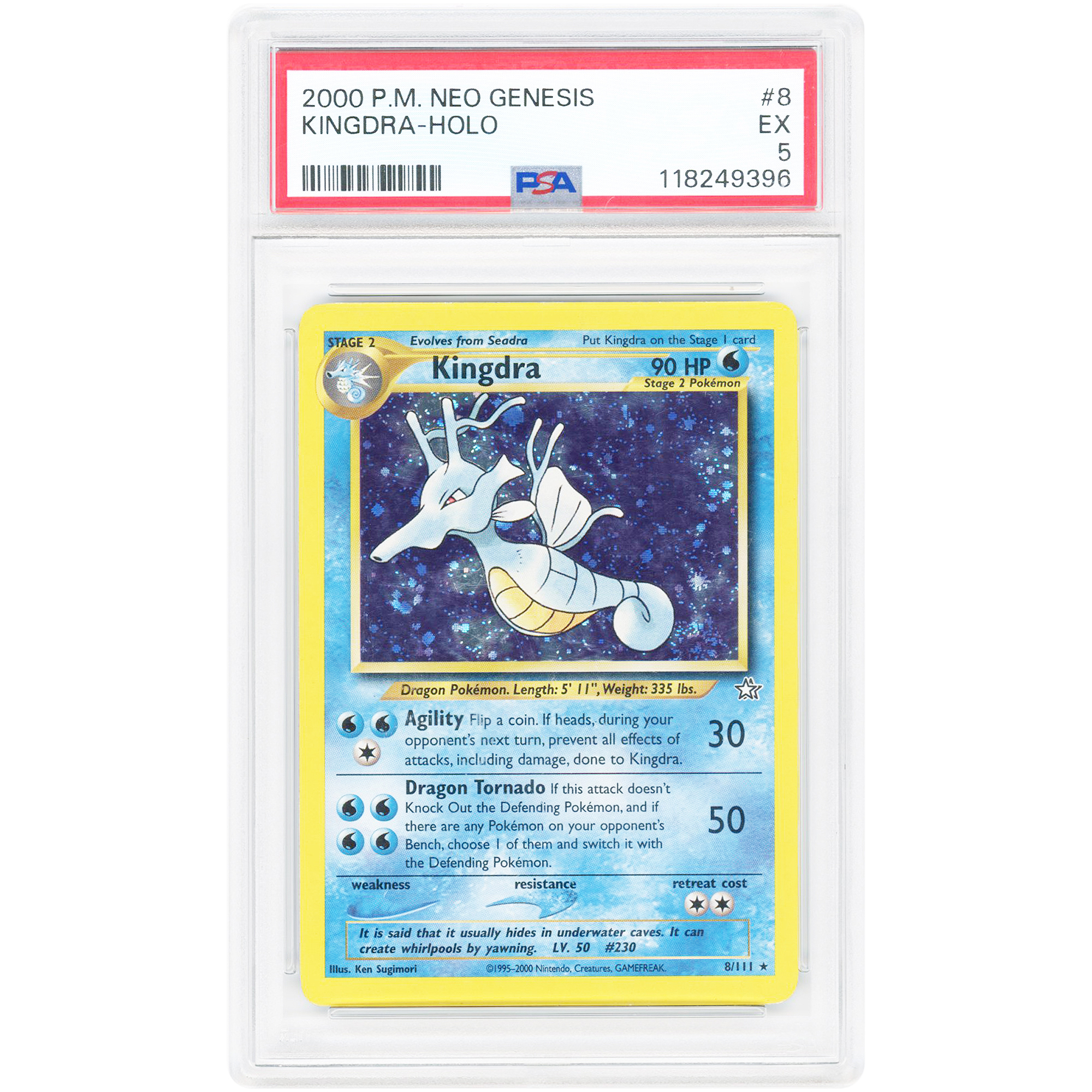 Kingdra 2000 Pokemon Neo Genesis Holo Rare #8 PSA Authenticated 5 Card