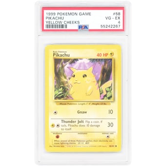 Pikachu 1999 Pokemon Base Set Common #58 PSA Authenticated 4 Card