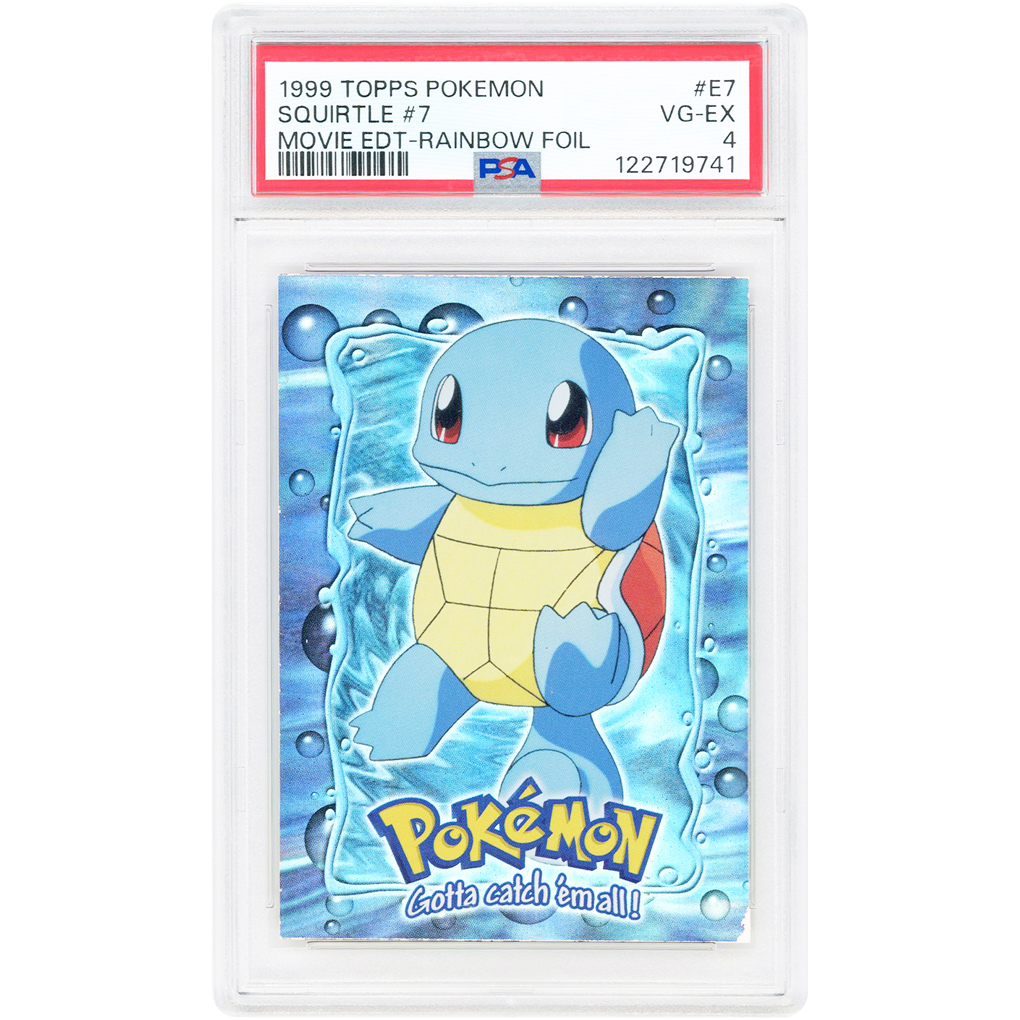 Squirtle 1999 Pokemon Topps Movie Rainbow Foil #E7 PSA Authenticated 4 Card