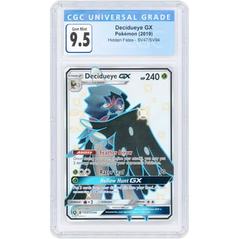 Decidueye GX 2019 Pokemon Hidden Fates Shiny Holo Rare #SV47 CGC Authenticated 9.5 Card