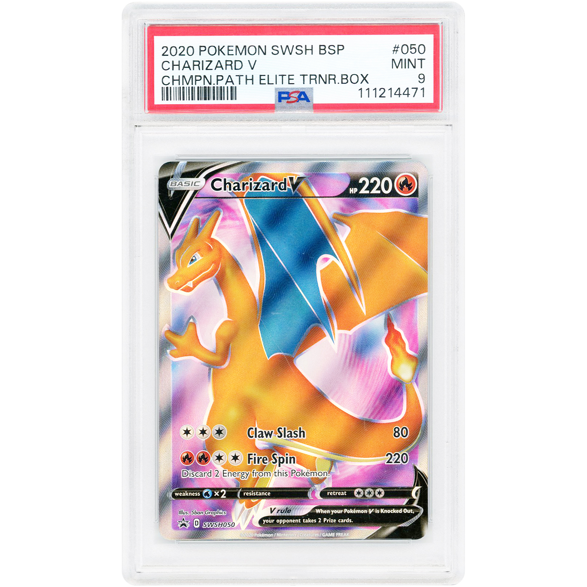 Charizard V 2020 Pokemon Sword & Shield Champion Path Elite Trainer Box Promo #SWSH050 PSA Authenticated 9 Card