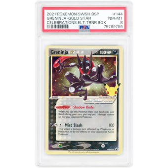 Greninja Star Gold Star 2021 Pokemon Sword & Shield Celebrations Elite Trainer Box Promo #SWSH144 PSA Authenticated 8 Card