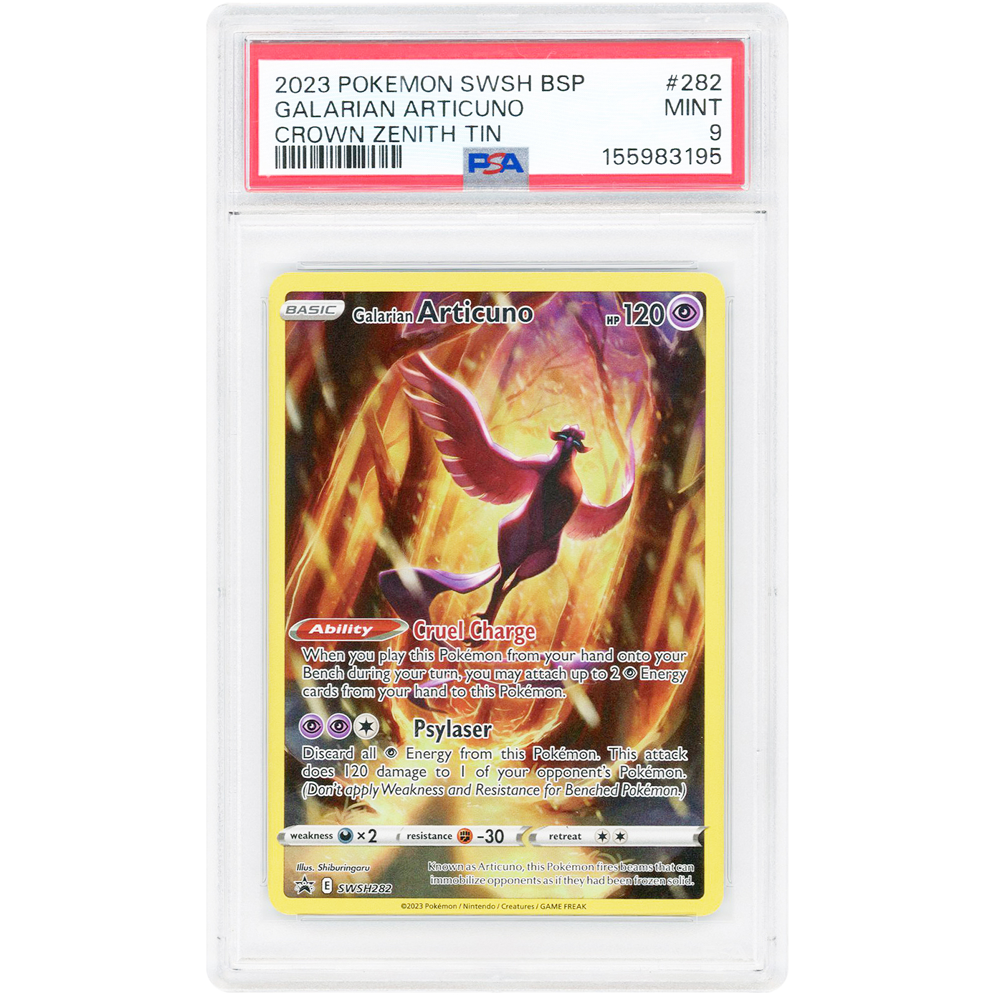 Galarian Articuno 2023 Pokemon Sword & Shield Crown Zenith Tin Promo #SWSH282 PSA Authenticated 9 Card
