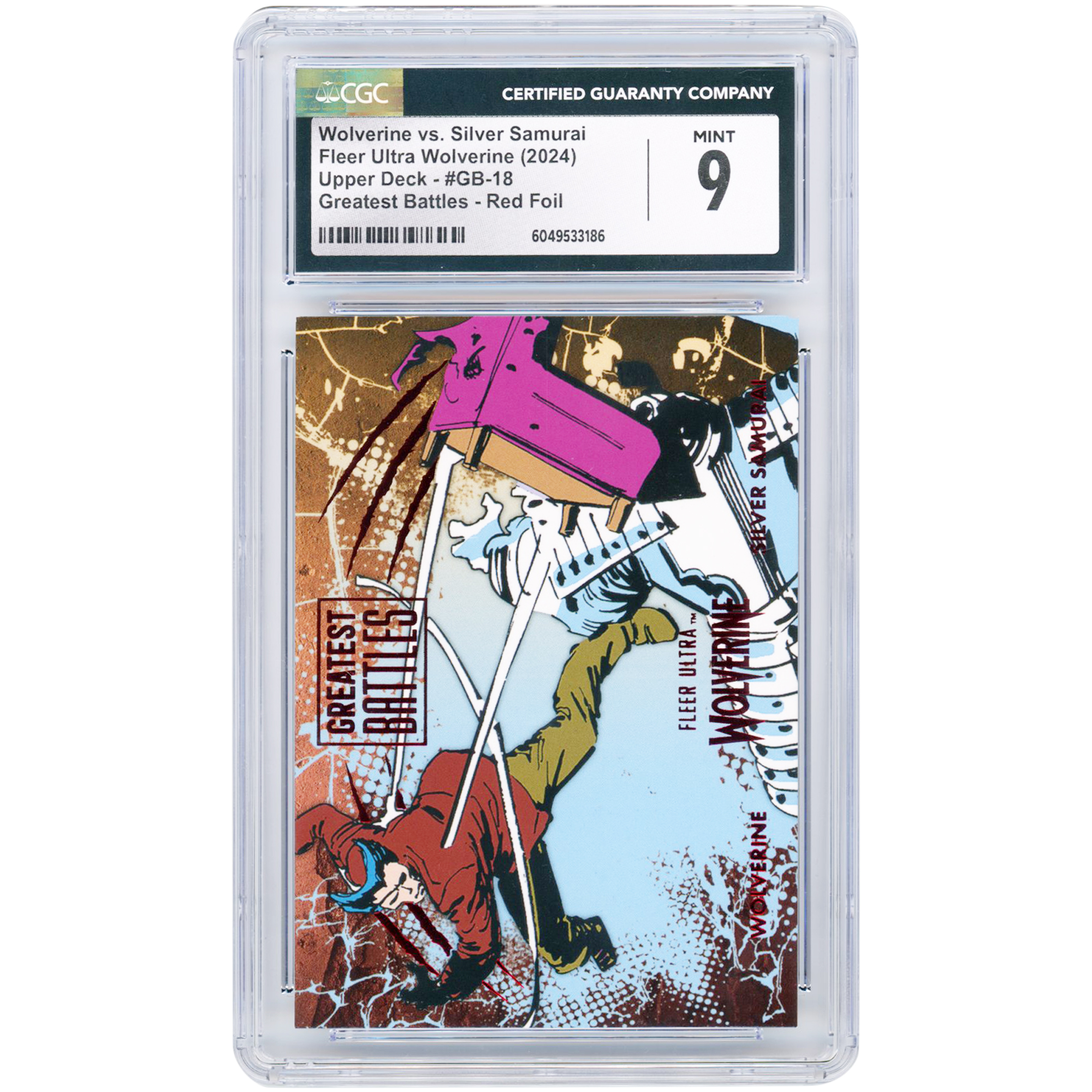Wolverine 2024 Marvel Fleer Ultra Wolverine Greatest Battles Red Foil #18 CGC Authenticated 9 Card
