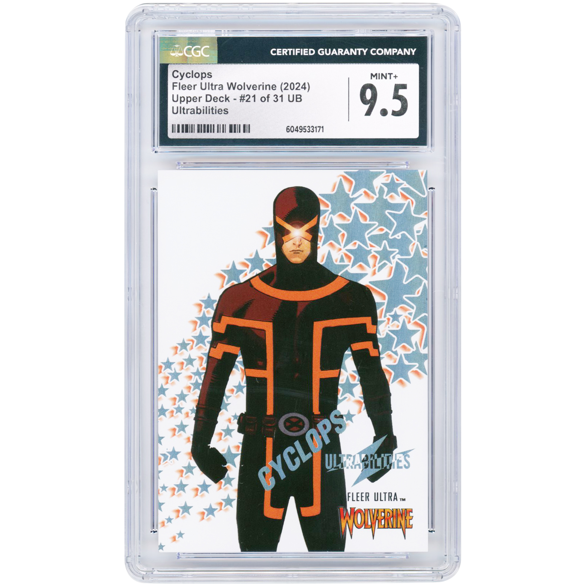 Cyclops 2024 Marvel Fleer Ultra Wolverine Ultrabilities Chrome Foil #21 CGC Authenticated 9.5 Card