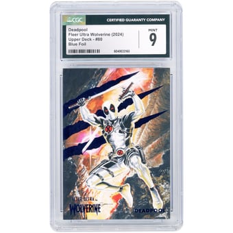 Deadpool 2024 Marvel Fleer Ultra Wolverine Blue Foil #80 CGC Authenticated 9 Card