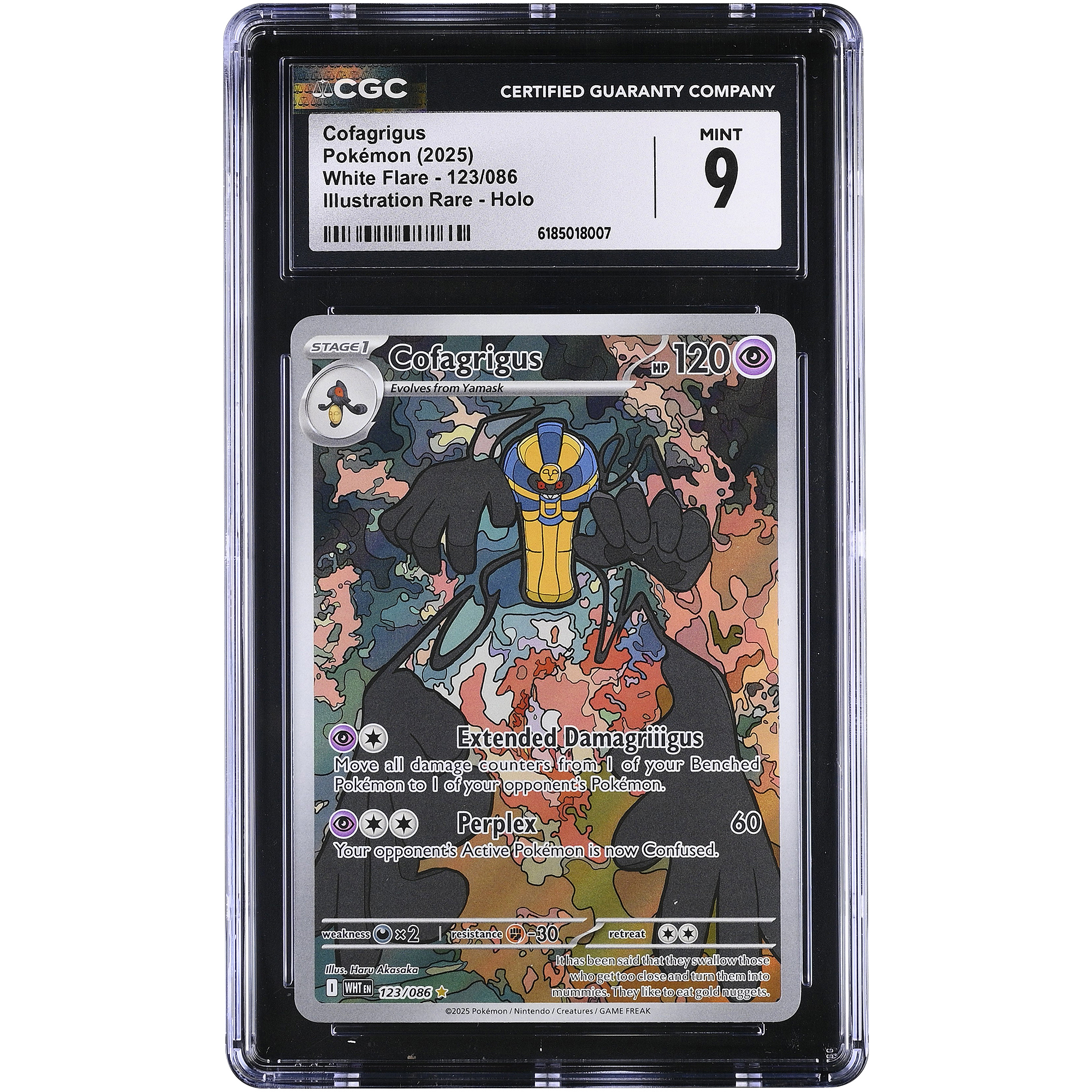 Cofagrigus 2025 Pokemon White Flare Illustration Rare #123 CGC Authenticated 9 Card