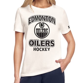 Women's Starter Cream Edmonton Oilers Cookies & Cream T-Shirt
