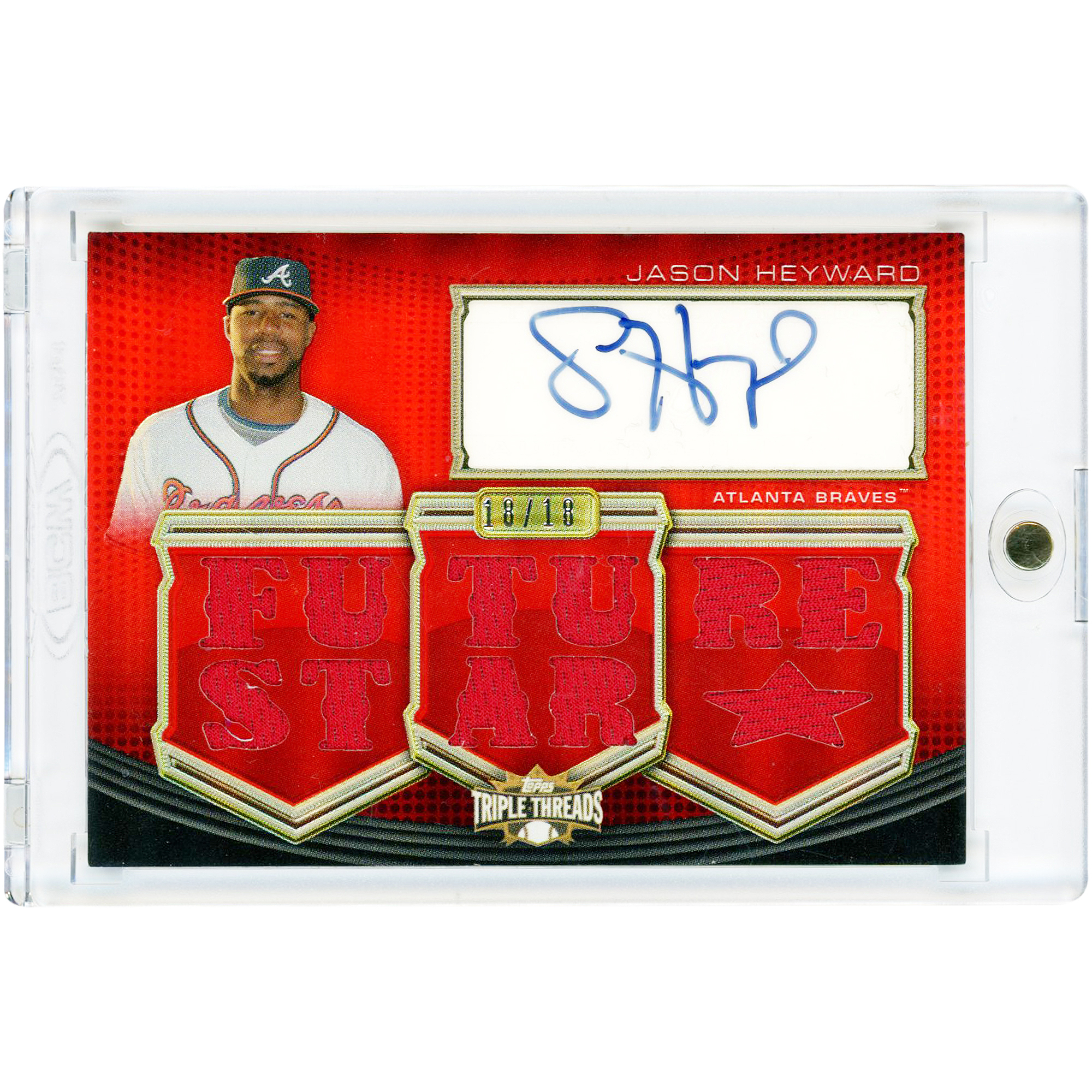 Jason Heyward Atlanta Braves Autographed 2010 Topps Triple Threads Game Used Jersey Relics #TTAR-211 #18/18 Card