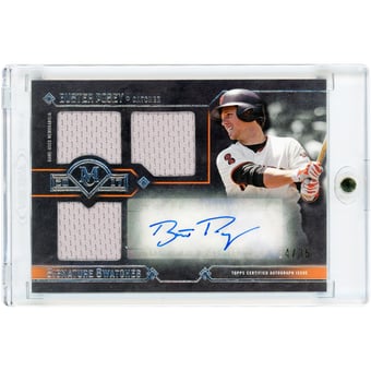 Buster Posey San Francisco Giants Autographed 2017 Topps Museum Collection Signature Swatches Triple Game Used Jersey Relics #TRA-BPO #34/35 Card