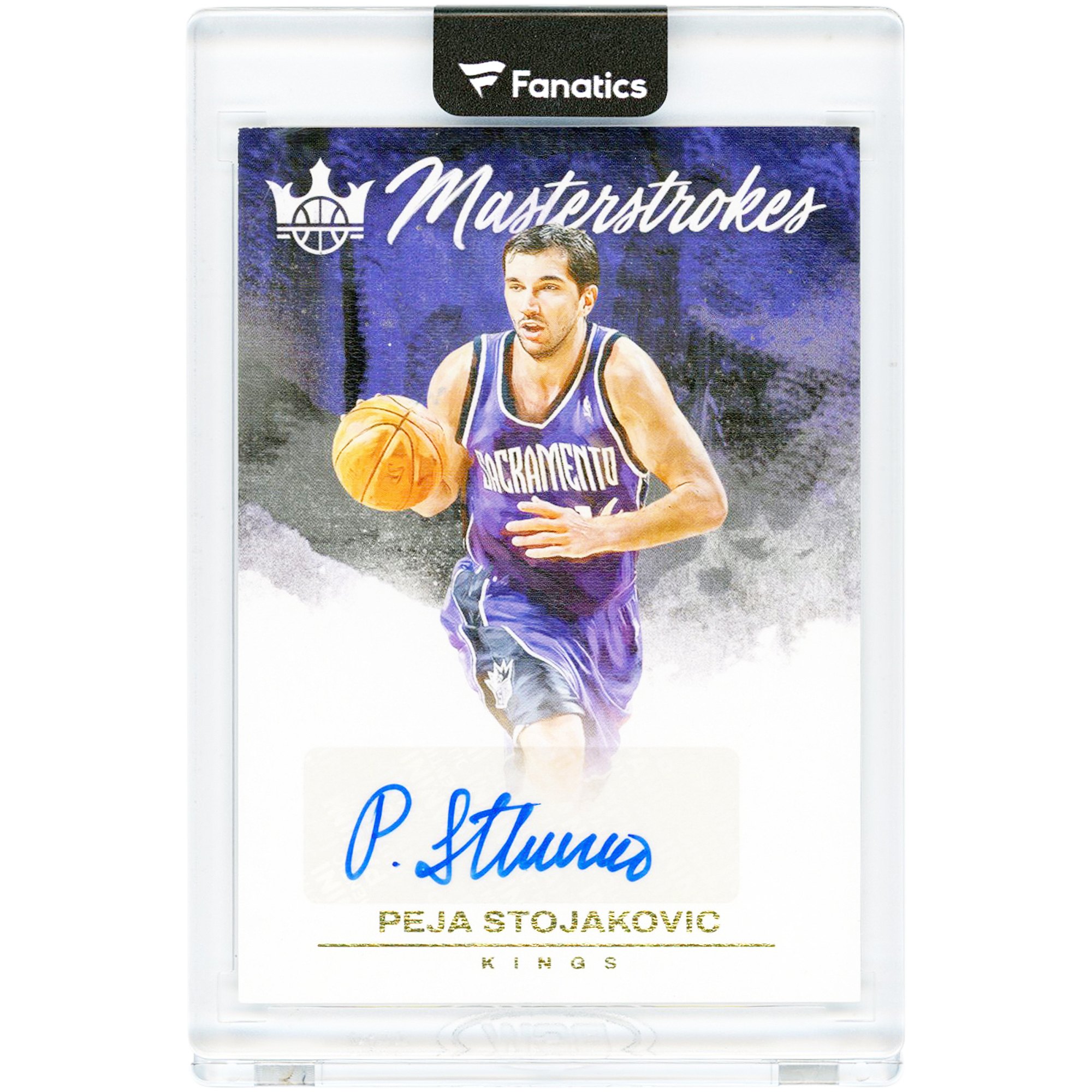 Peja Stojakovic Sacramento Kings Autographed 2023-24 Panini Court Kings Masterstrokes #MS-PEJ #97/99 Card