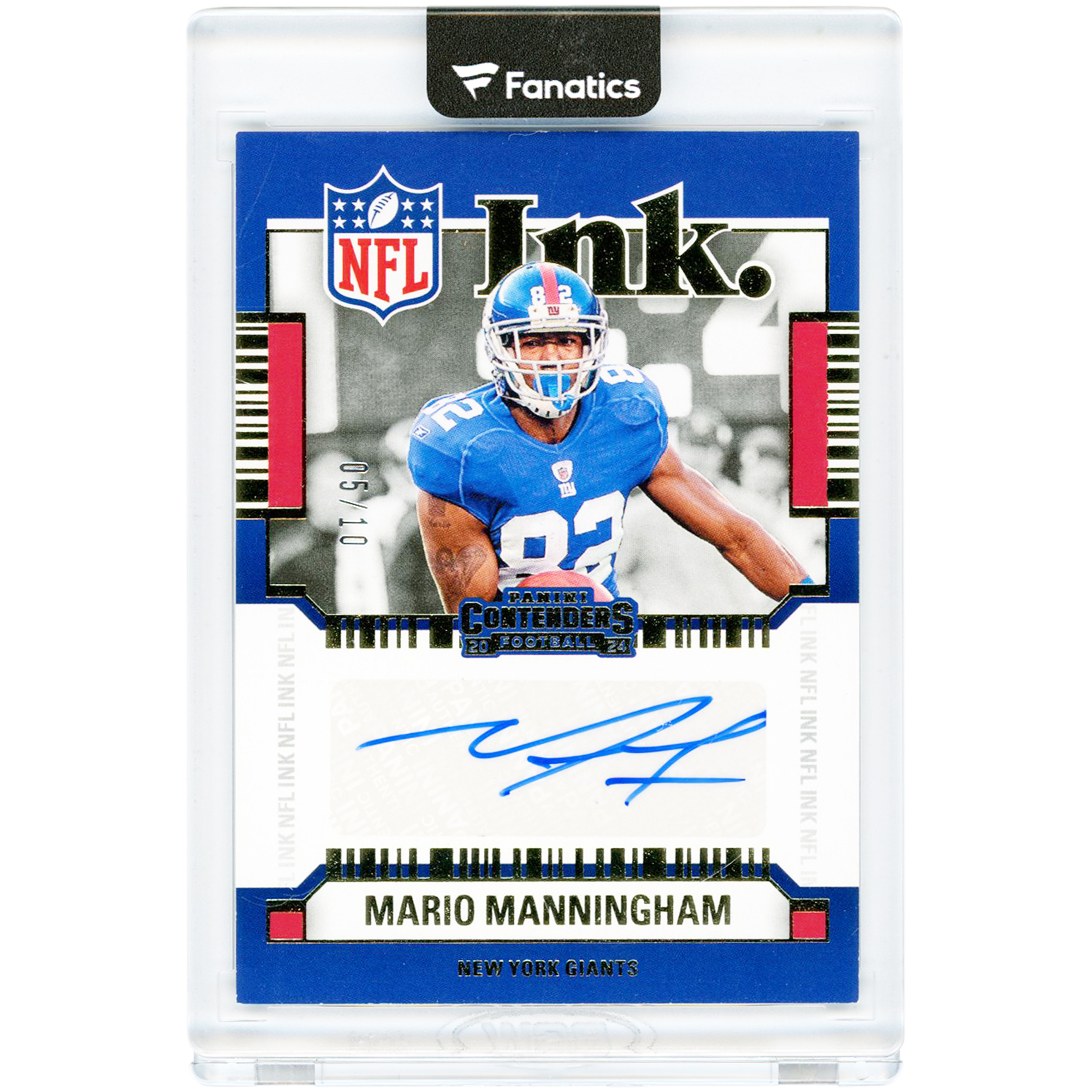 Mario Manningham New York Giants Autographed 2024 Panini Contenders NFL Ink #INK-MMM #5/10 Card