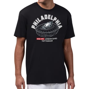Men's Starter Black Philadelphia Eagles 2026 NFL London Games Stadium Graphic T-Shirt