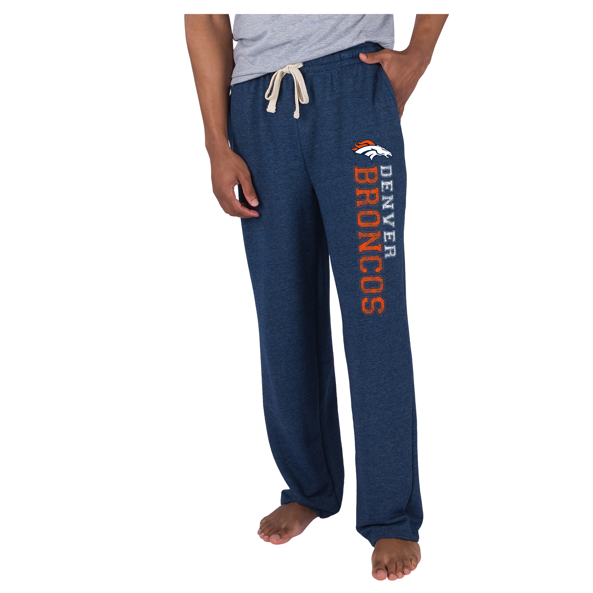Men's Concepts Sport Navy Denver Broncos Mainstream French Terry Tri-Blend Sweatpants