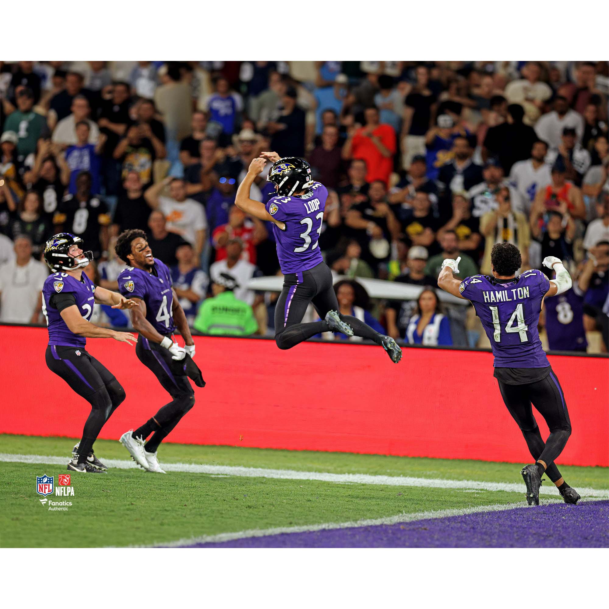 Tyler Loop Baltimore Ravens Unsigned 2026 Week 3 Game-Winning 56-Yard Field Goal Celebration Photograph