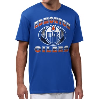 Men's Starter  Royal Edmonton Oilers Face Off T-Shirt