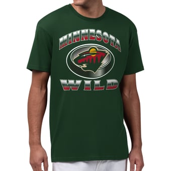 Men's Starter  Green Minnesota Wild Face Off T-Shirt