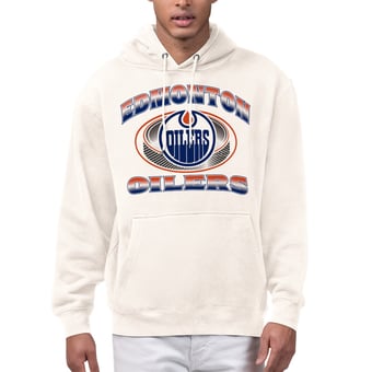 Men's Starter  Cream Edmonton Oilers Face Off Fleece Hoodie