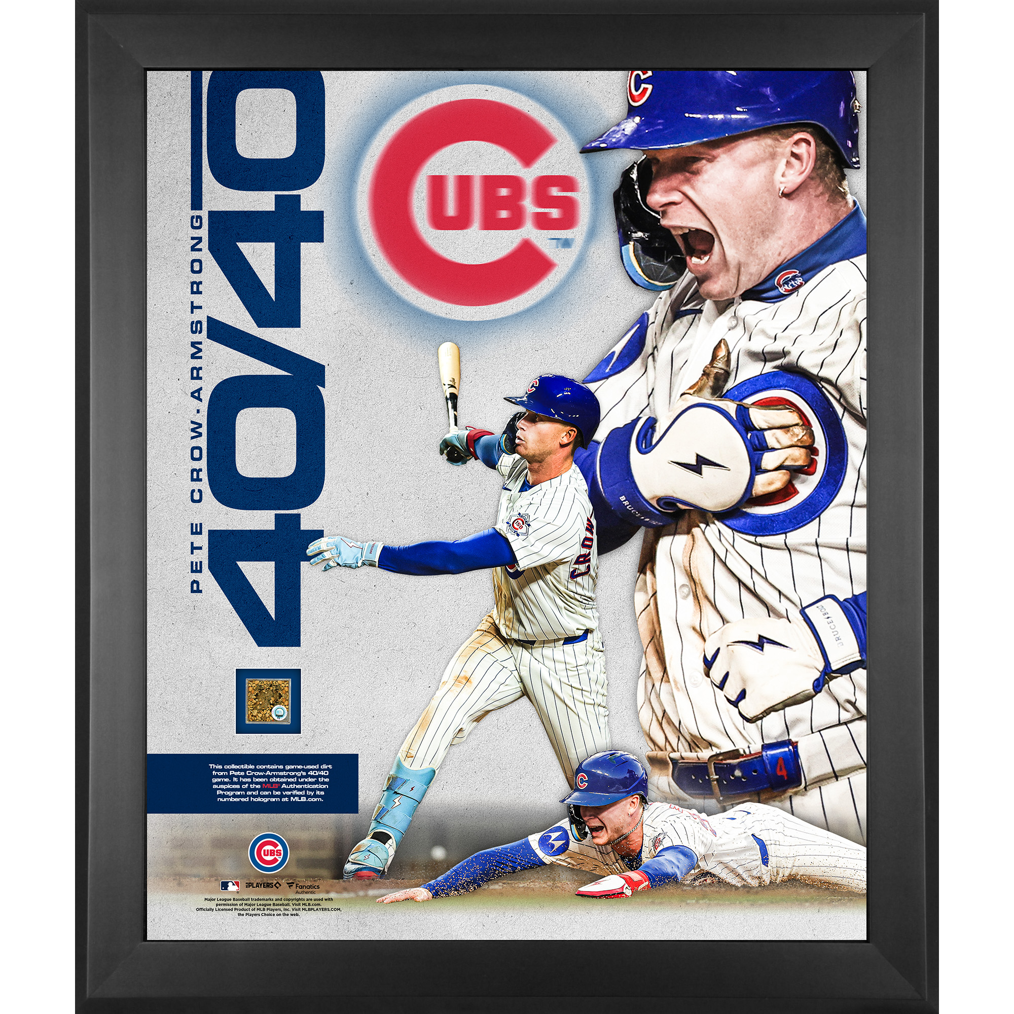 Pete Crow-Armstrong Chicago Cubs Framed 20" x 24" 40/40 Club Collage with a Capsule of Game-Used Dirt